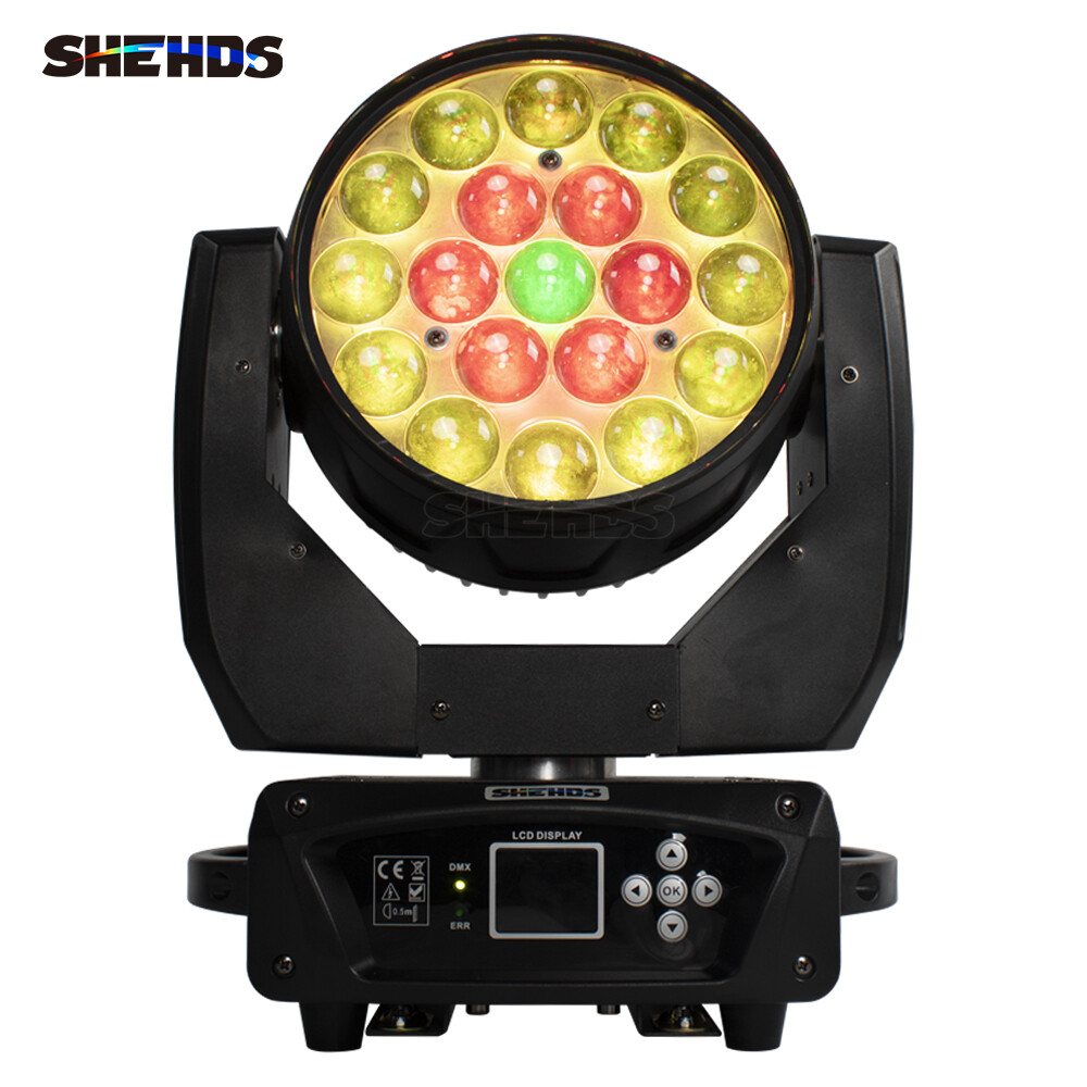 SHEHDS 4PCS 19x15W LED Zoom Moving Head Stage Light RGBW Wash Lighting Party Bar