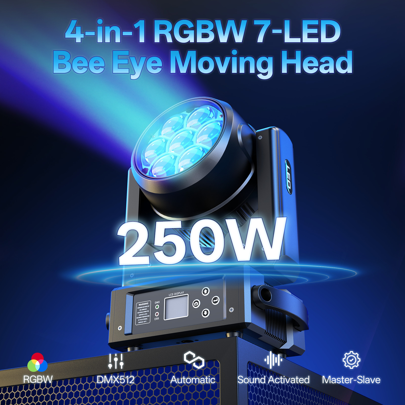 UKING 250W LED Zoom Wash Moving Head Light Beam Stage DMX Spot Disco DJ Lighting