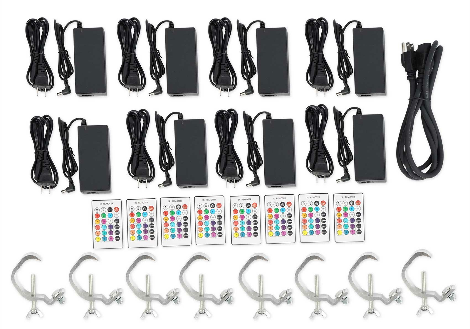Rockville BEST PACK 50 (8) White Battery Wash Lights+Wireless DMX+Charging Case