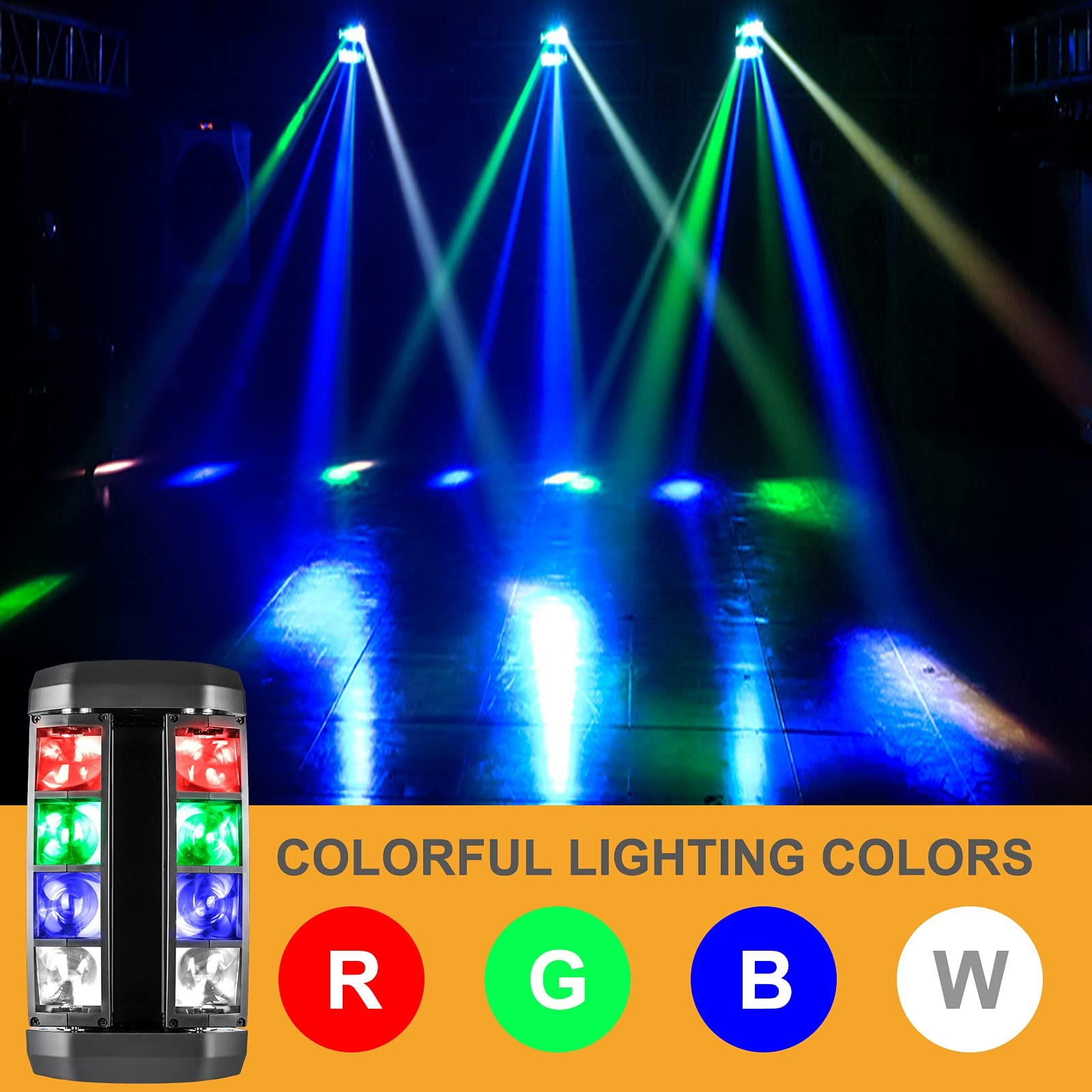 ZKYMZL Spider Moving Head Light LEDs Beam DJ Lights RGBW Sound Activated and DMX
