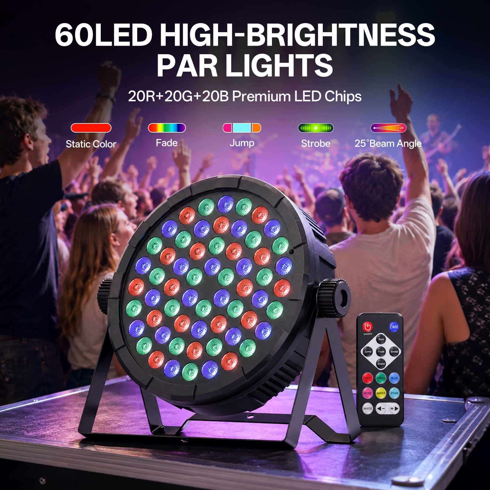 36W 60LED RGB LED PAR Stage Light DMX512 DJ Disco Party Wedding Uplighting Lamp