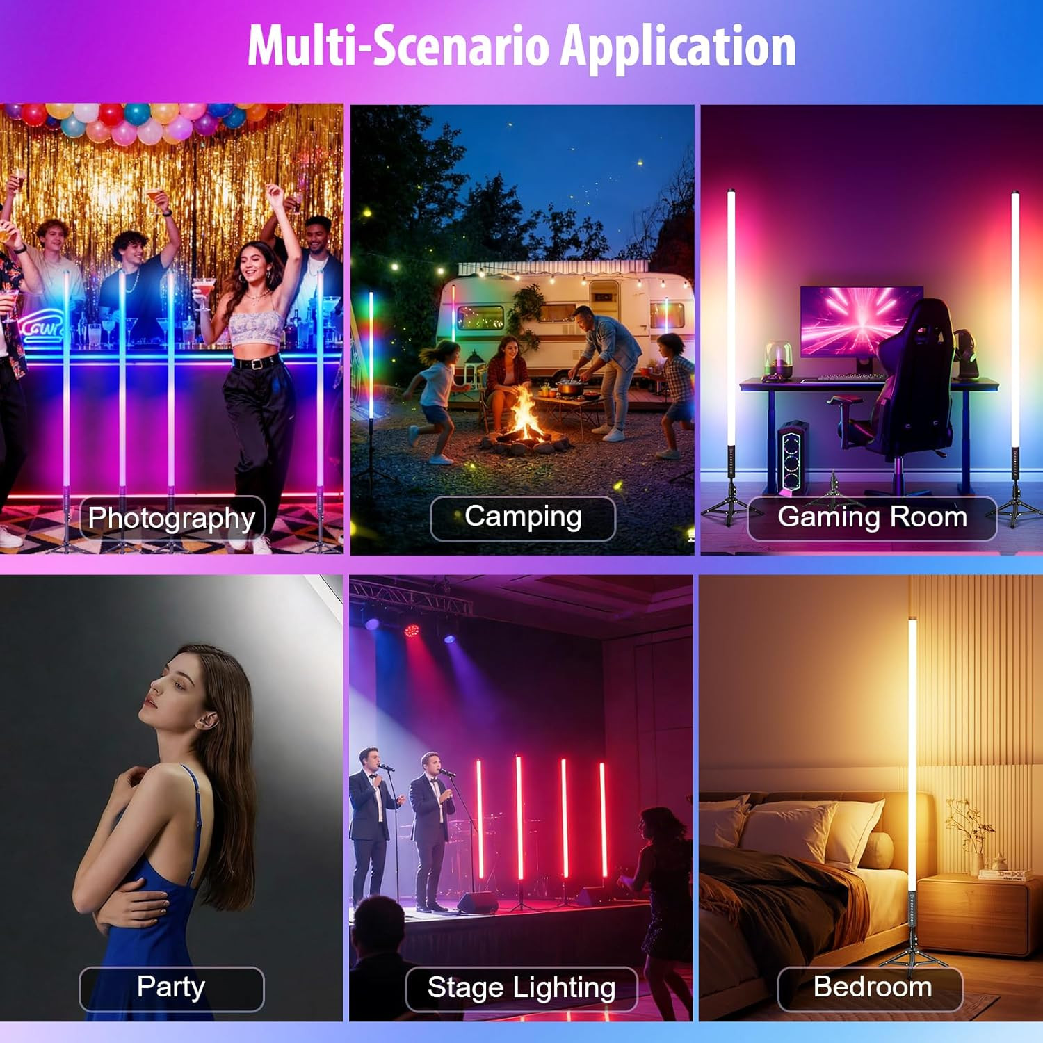 4 Pack DJ Tube Lights 4Ft Battery Powered Light Bar 120Cm Handheld LED DJ Lights