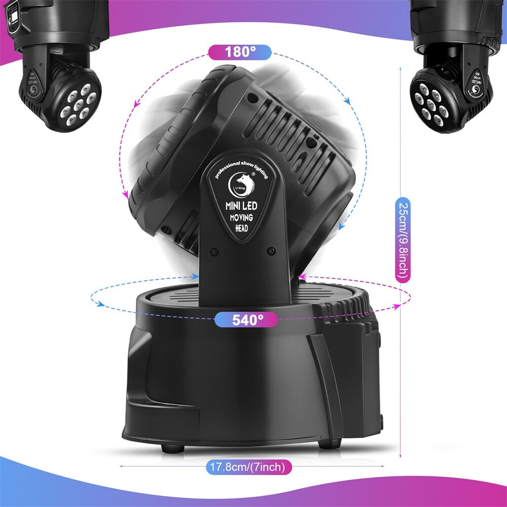 105W Moving Head Stage Lighting RGBW Wash 7LED DMX Mini Light DJ Disco Lights US