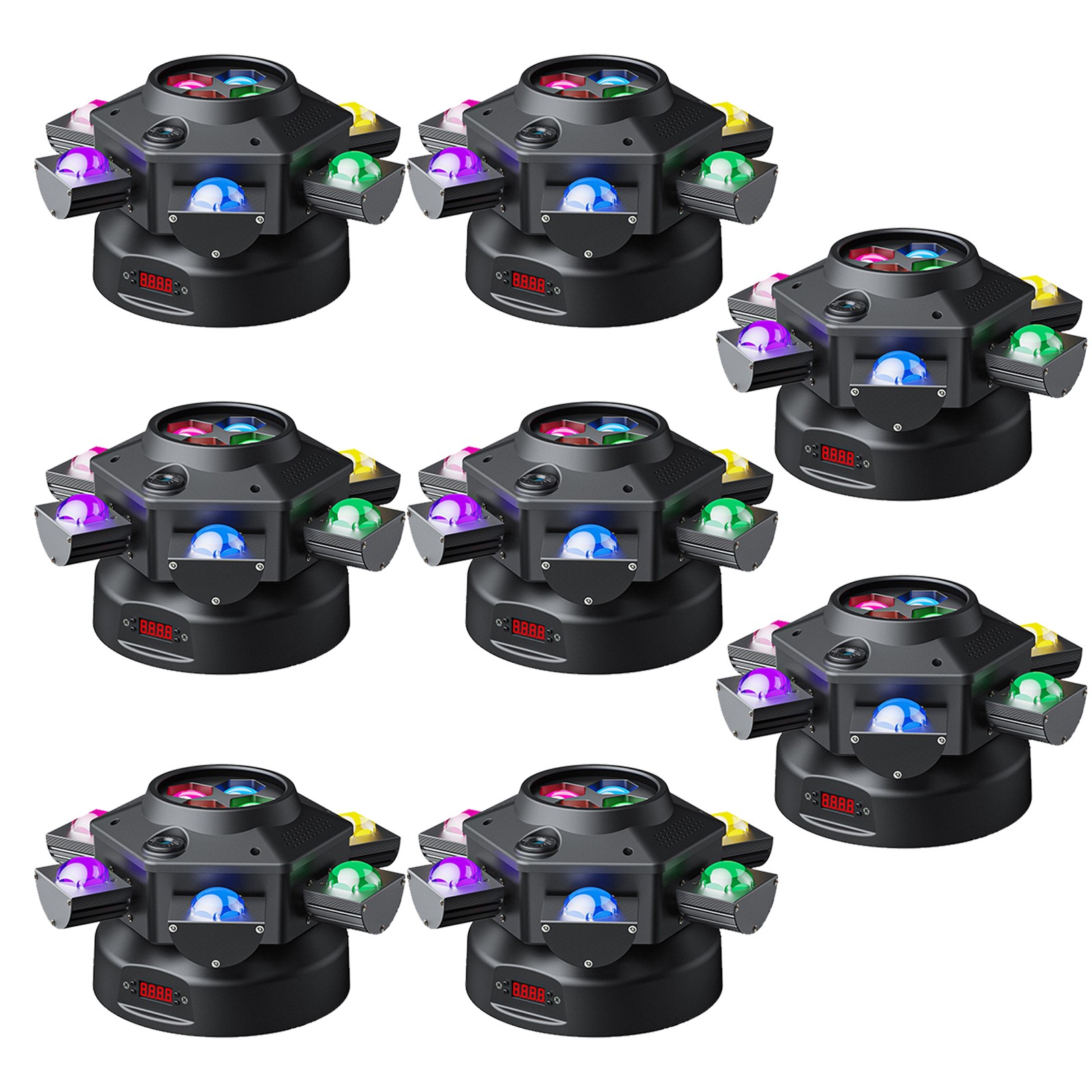 6 Arms Bee Eye LED Moving Head Light DMX RGBW Strobe Disco Stage Effect Lighting