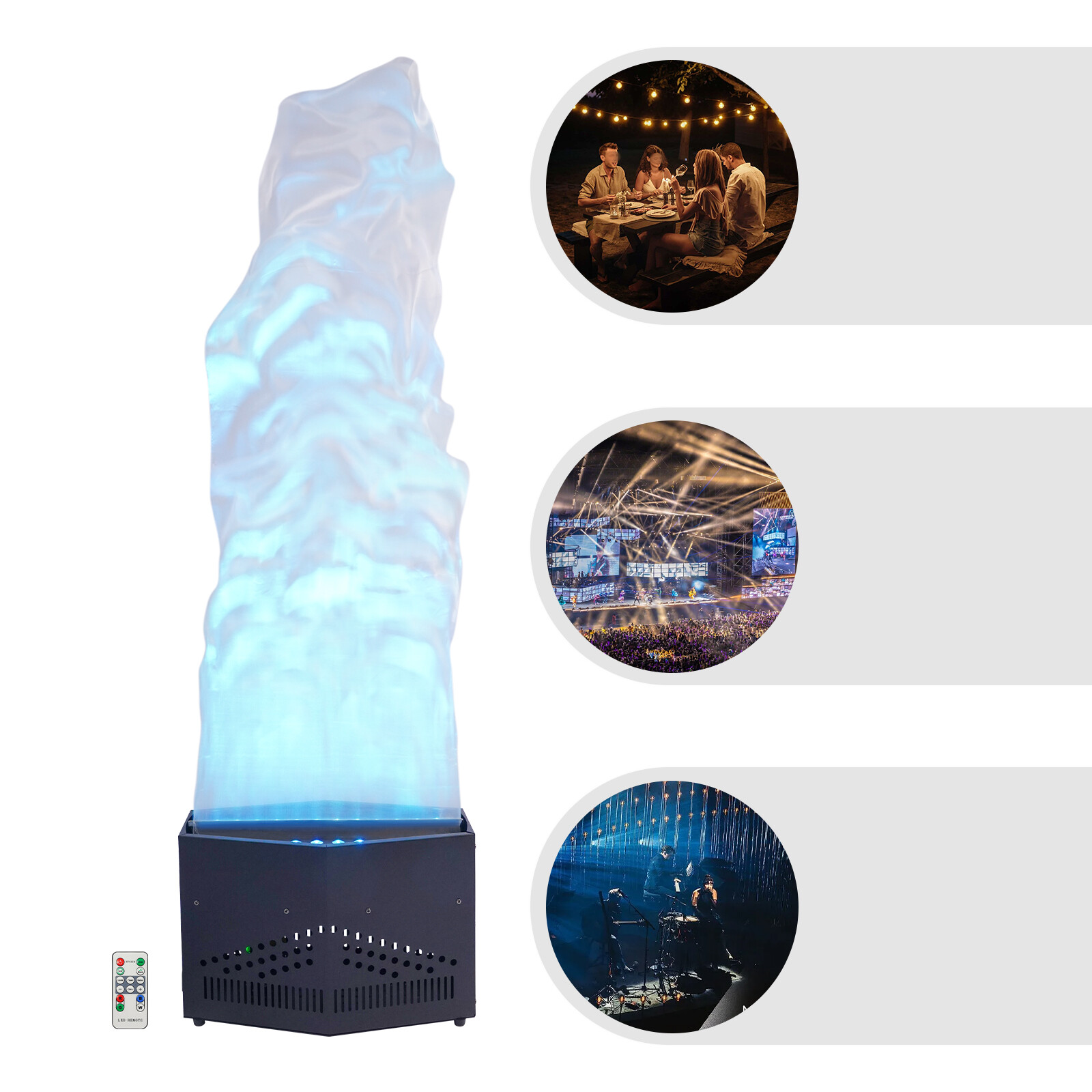Fake Fire Flame Stage Light 24 LED RGBW 1.5m Cloth Iron Base Effect Lamp DJ
