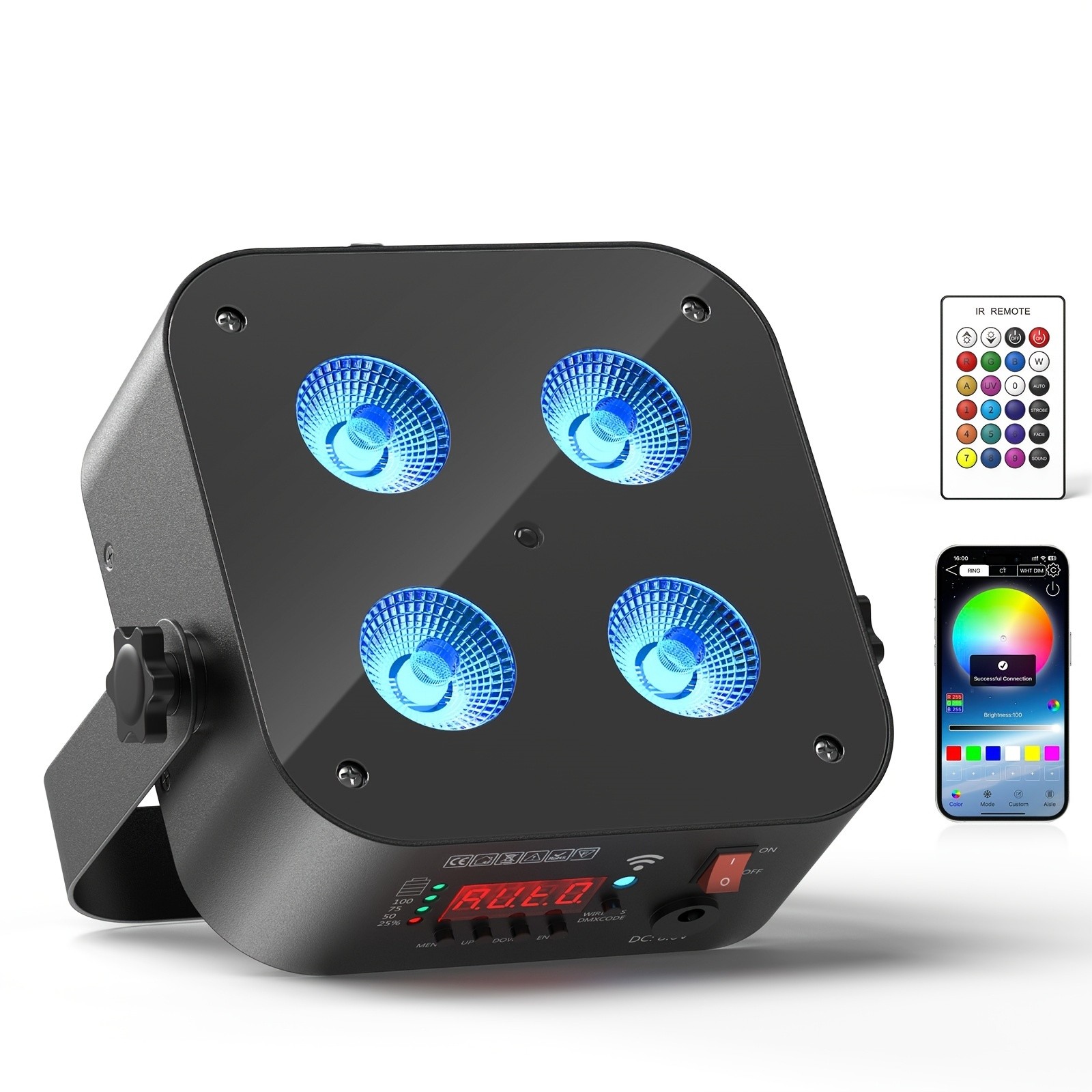 Mini 6-Color Battery LED Par Light APP DMX Remote Control DJ Stage Uplighting