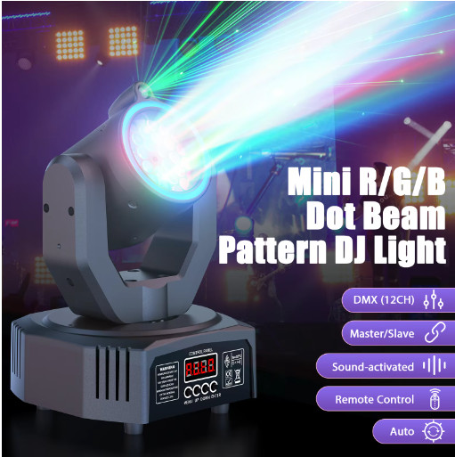 U’King Mini 30W Beam Pattern Moving Head Light RGB DMX Sound Activated