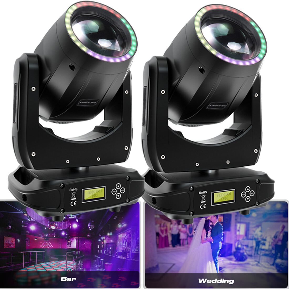 200W LED Moving Head Light RGBW Gobo Beam Stage Spot Lighting DJ Disco Show DMX