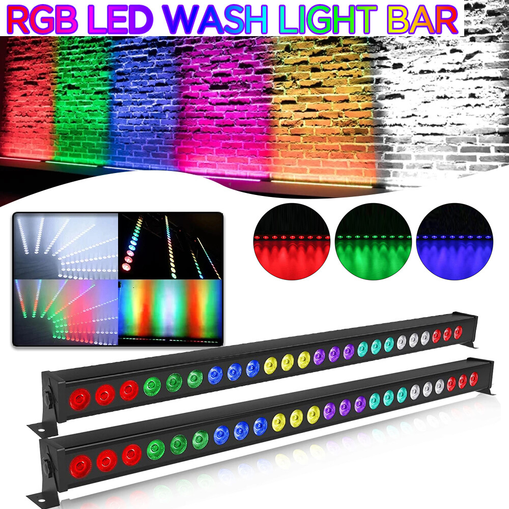 2PCS 24LED RGB Wall Washer Stage light Bar Color Mixing DMX DJ Party Disco Light