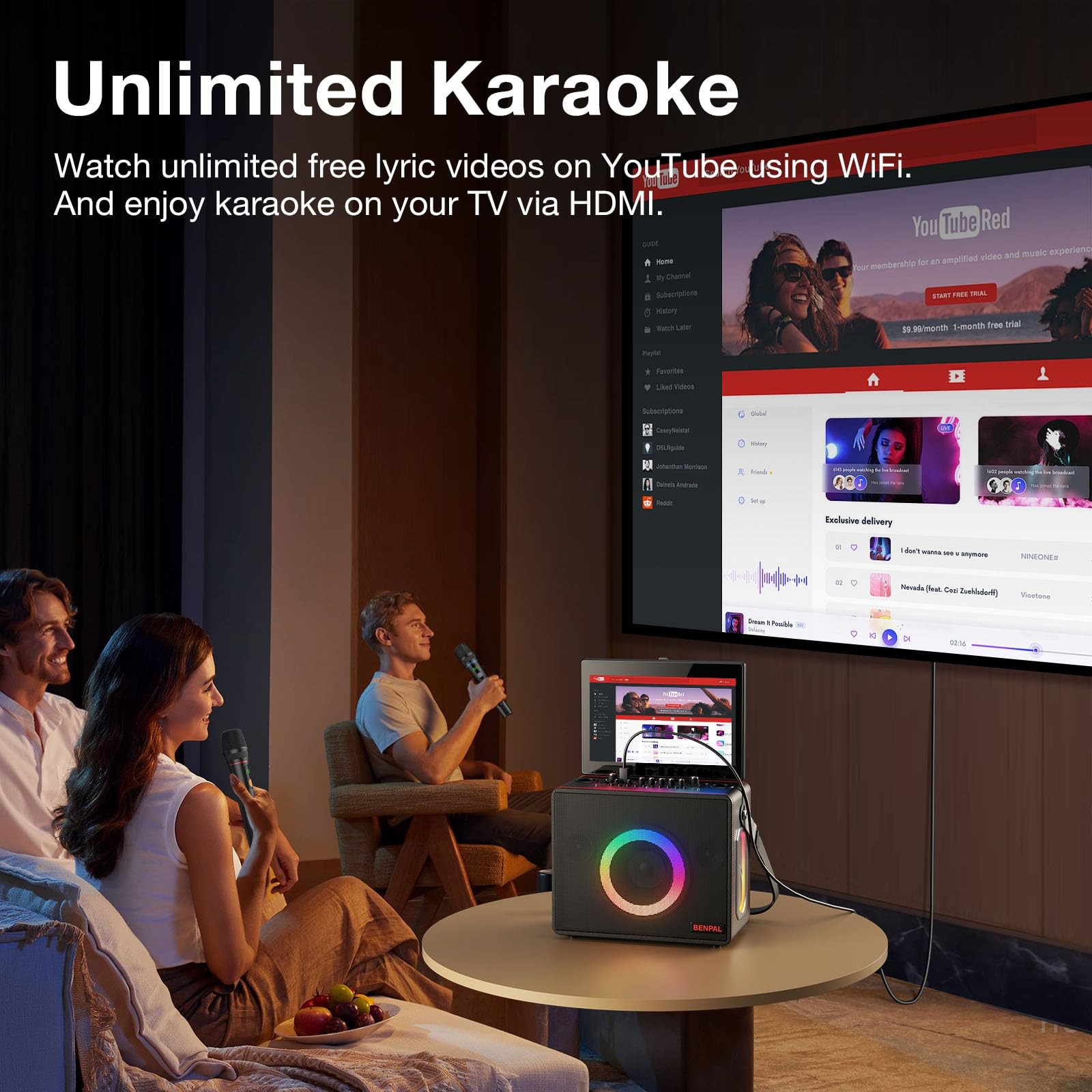 Karaoke Machine for Adults, Built-in 14 Inch Tablet with Lyrics Display