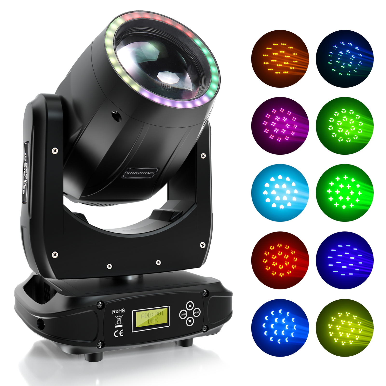 200W LED Beam Moving Head 8 Prism Gobo DMX Stage Light Show Concert Flight case