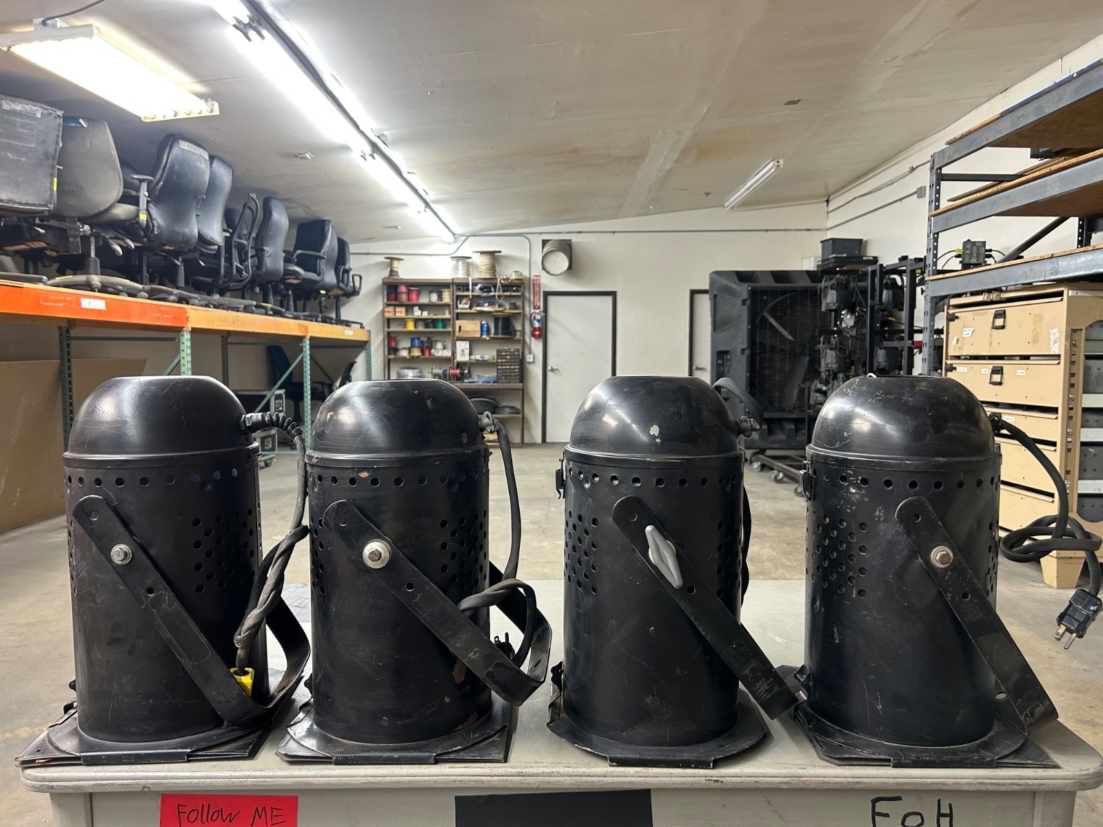 Lot of 4x Altman Par 64 Fixtures w/Lamp 1000w, Edison Plug 120 Volt Steel Tested