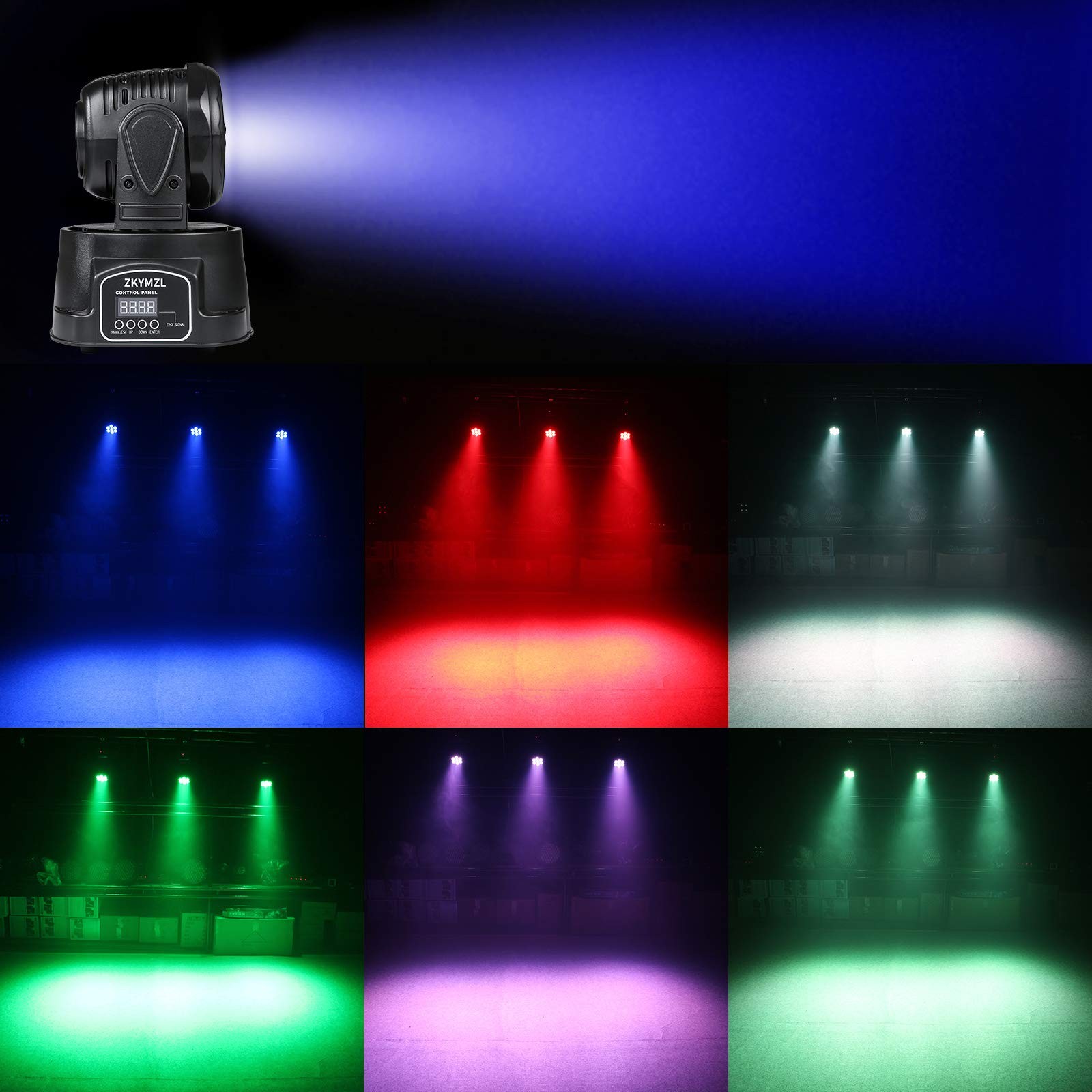 7x12W RGBW (4 in 1) LED Stage Lighting with 9/14 CH by DMX512 Control & Sound…