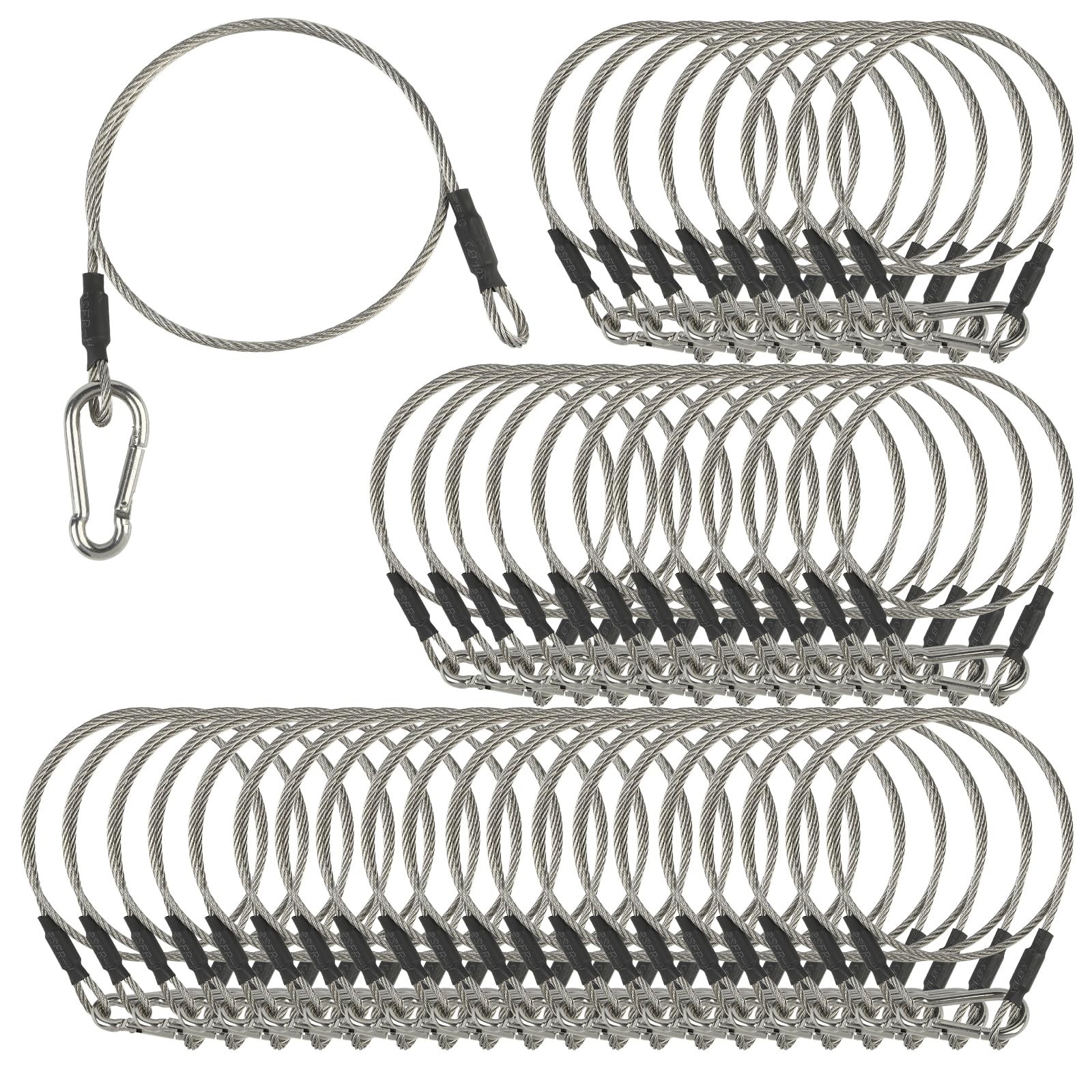 40 Pack Stage Light Safety Cables 1/8″, Stainless Steel Security Cable Ropes …