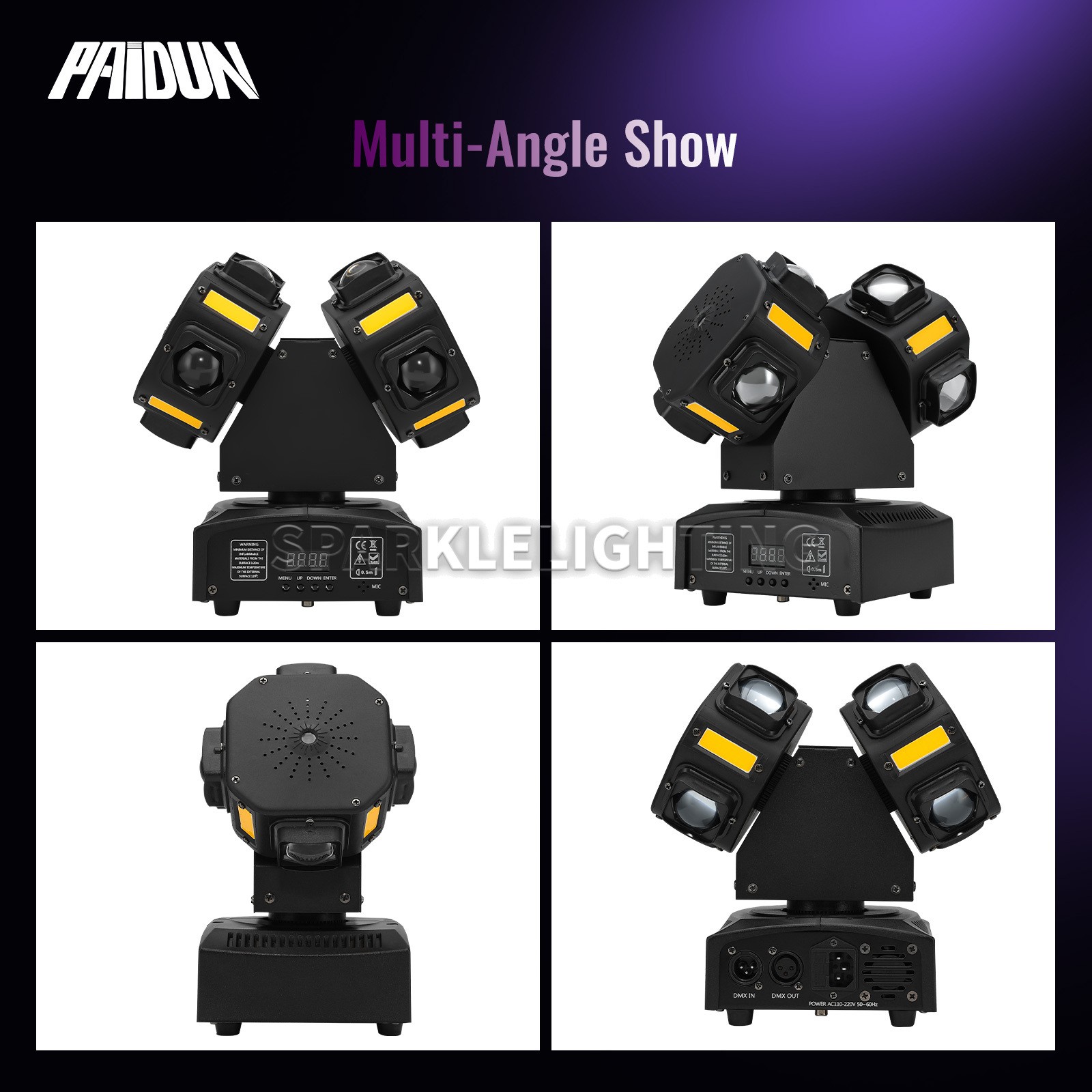 PAIDUN 120W Double Head LED Moving Head Light Rotate Beam Laser Effect Disco Bar