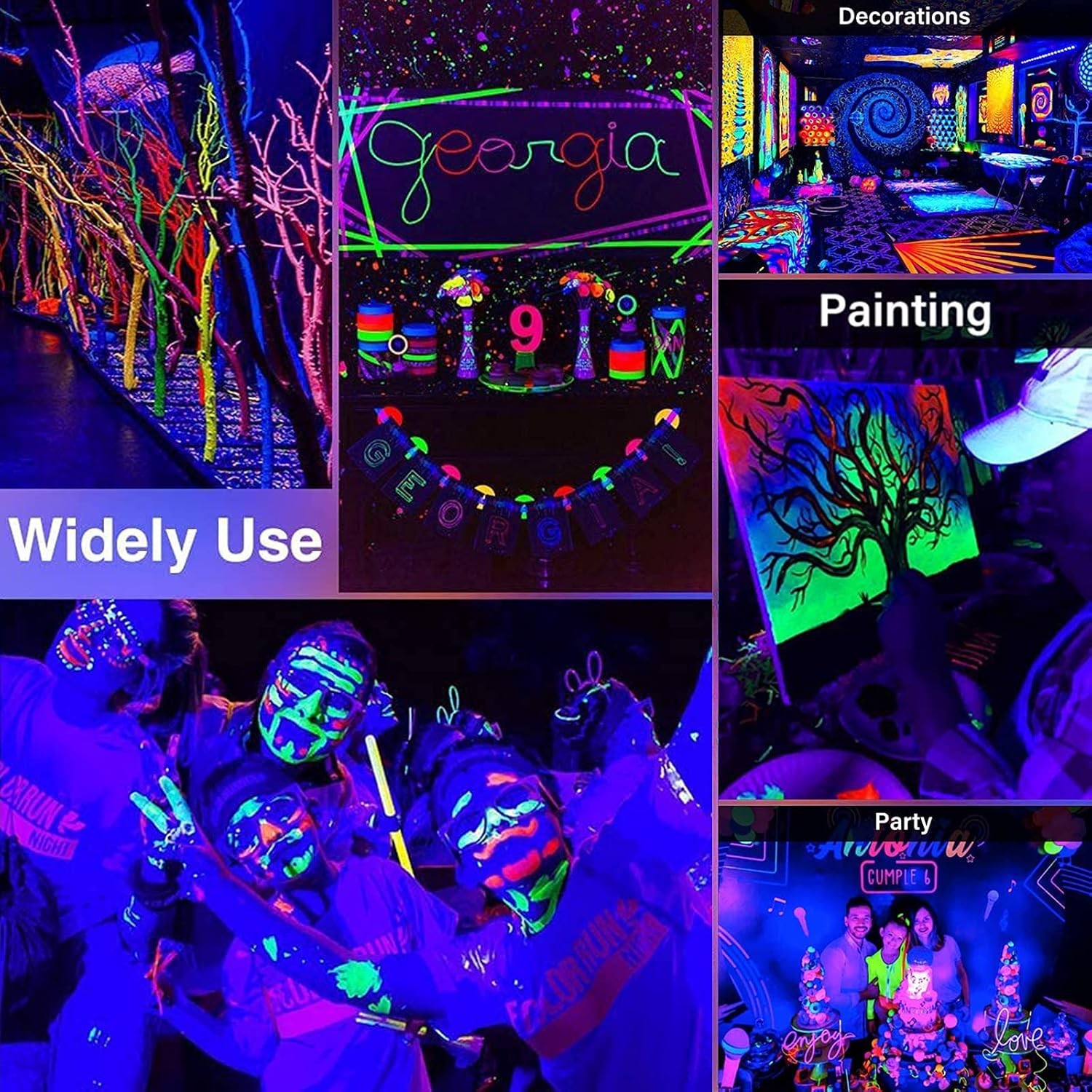 2Pcs 48LED UV Black Light Bar Fixtures Ultraviolet Lamp Strip US Plug Party Club