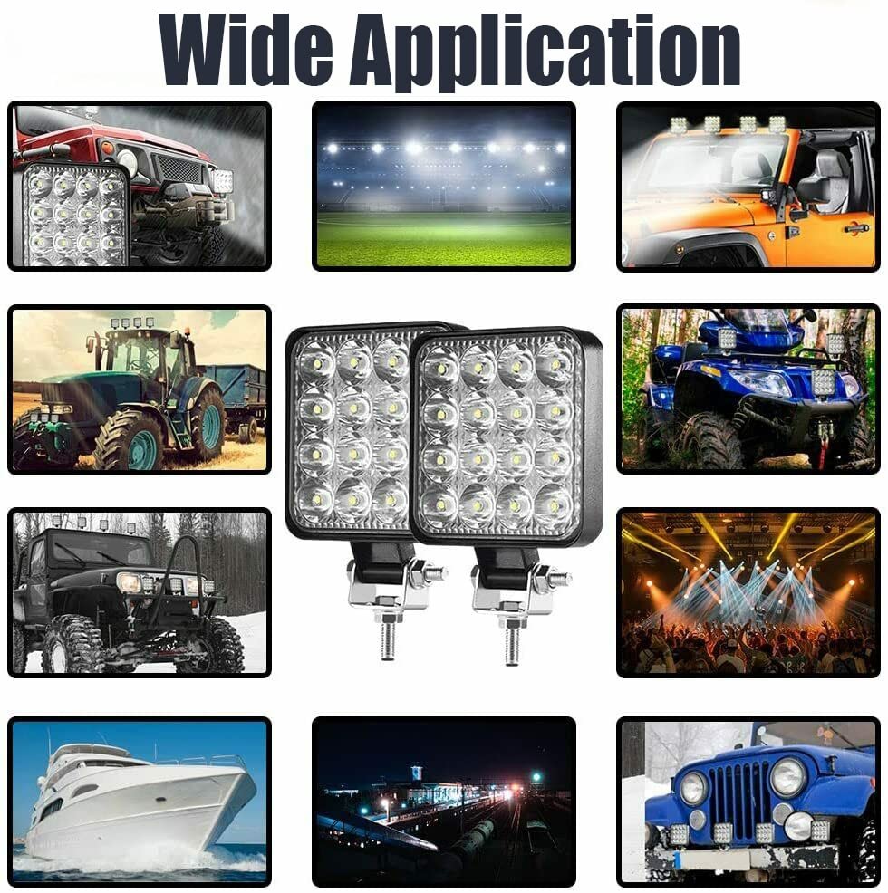 Led Light Bar, 10PCS 4inch 48W Led Work Light Square Spot Lights Black 10pcs