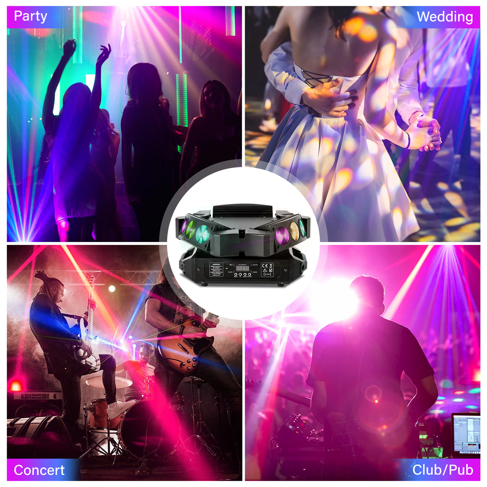 60W Spider Moving Head Light RGB 9 LED Stage DJ Beam Light DMX / Sound Activated