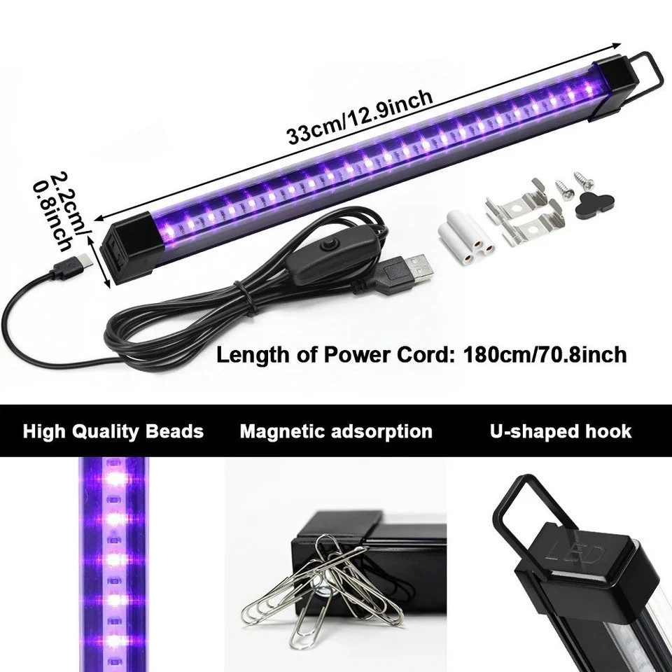 Black Light Bar Fixtures Ultraviolet Lamp Strip US Plug Party Club