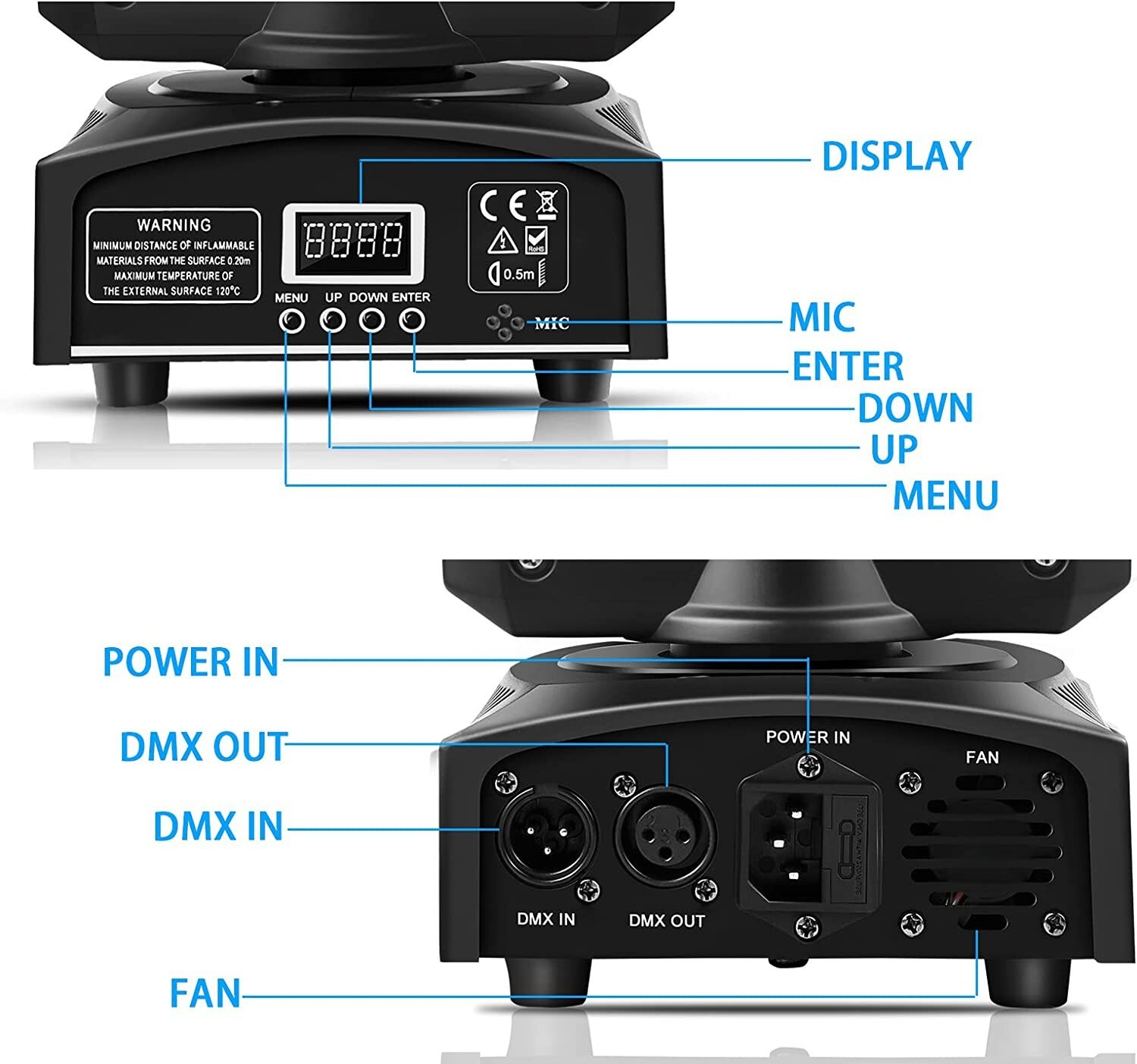 Stage Lights Moving Head Lights 8 Gobos 8 Colors 11 Channels 25W Spotlights