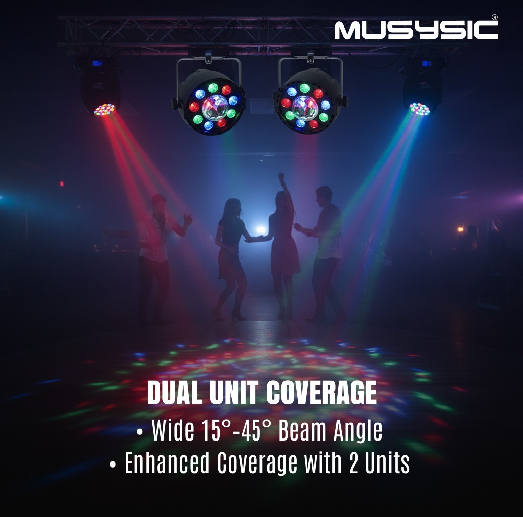 2x MUSYSIC MU-L99C RGB LED PAR DMX512 Stage Uplights 9x1W 8CH Aluminum Lights