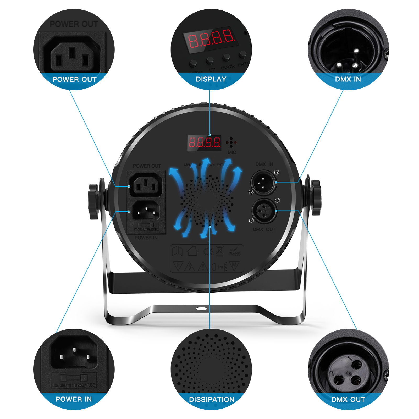 140W 14LED Par Light DMX RGBW 4 IN 1 Strobe Stage Lighting W/Remote Disco Party