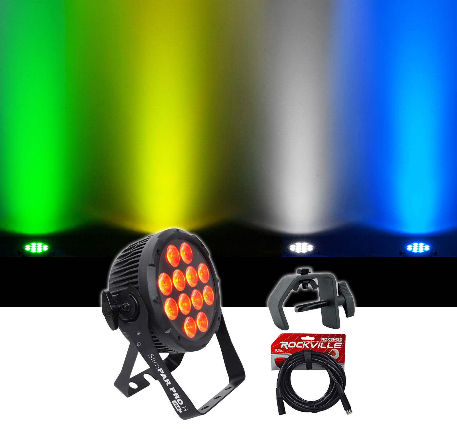 Chauvet DJ SlimPar Pro H USB D-Fi RGBAW+UV LED Par Can Wash Light+Cable+Clamp