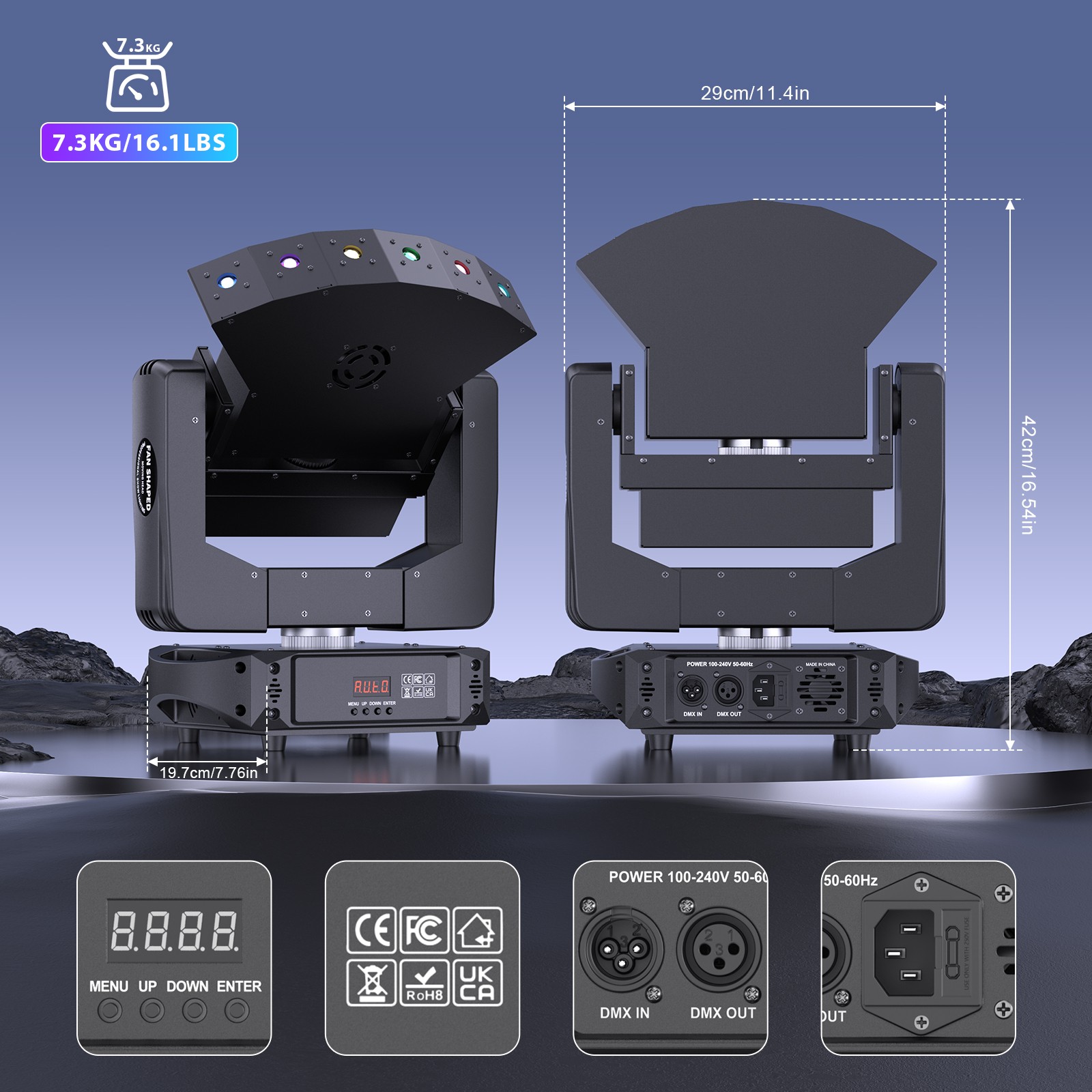 6-Eyes 3-Axis Laser Moving Head Light RGB Beam Stage Lighting DJ Disco Show DMX