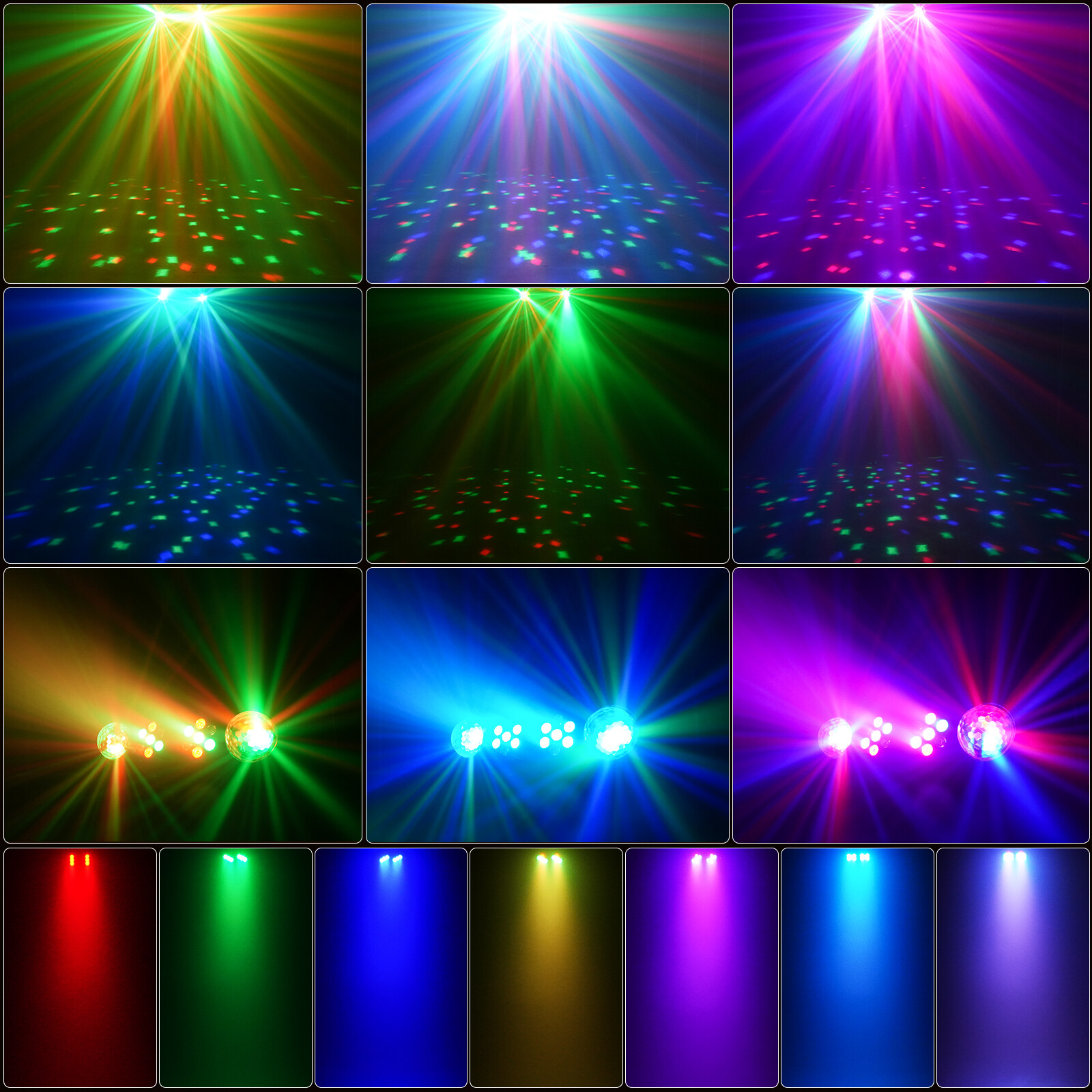 2PCS RGB Stage Lights with Stand Strobe LED Party Light Par Magic Ball DJ Light