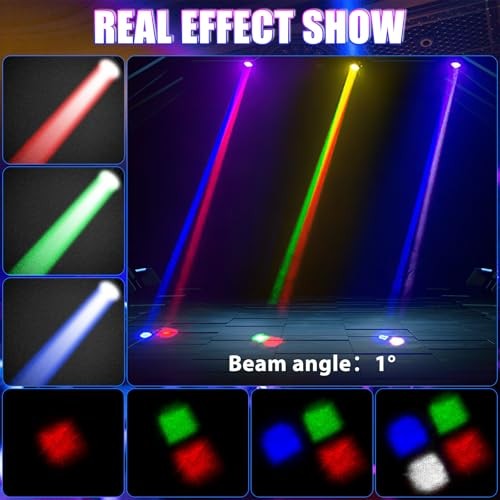 Beam Moving Head Light,RGBW LED Mini Party Light Stage Lighting Black-2 Pack