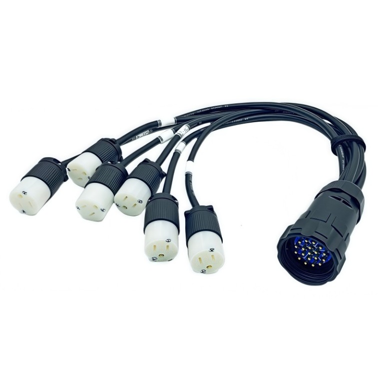 Socapex 19 pin plug loose tail to US standard head power cord loose tail 1/6