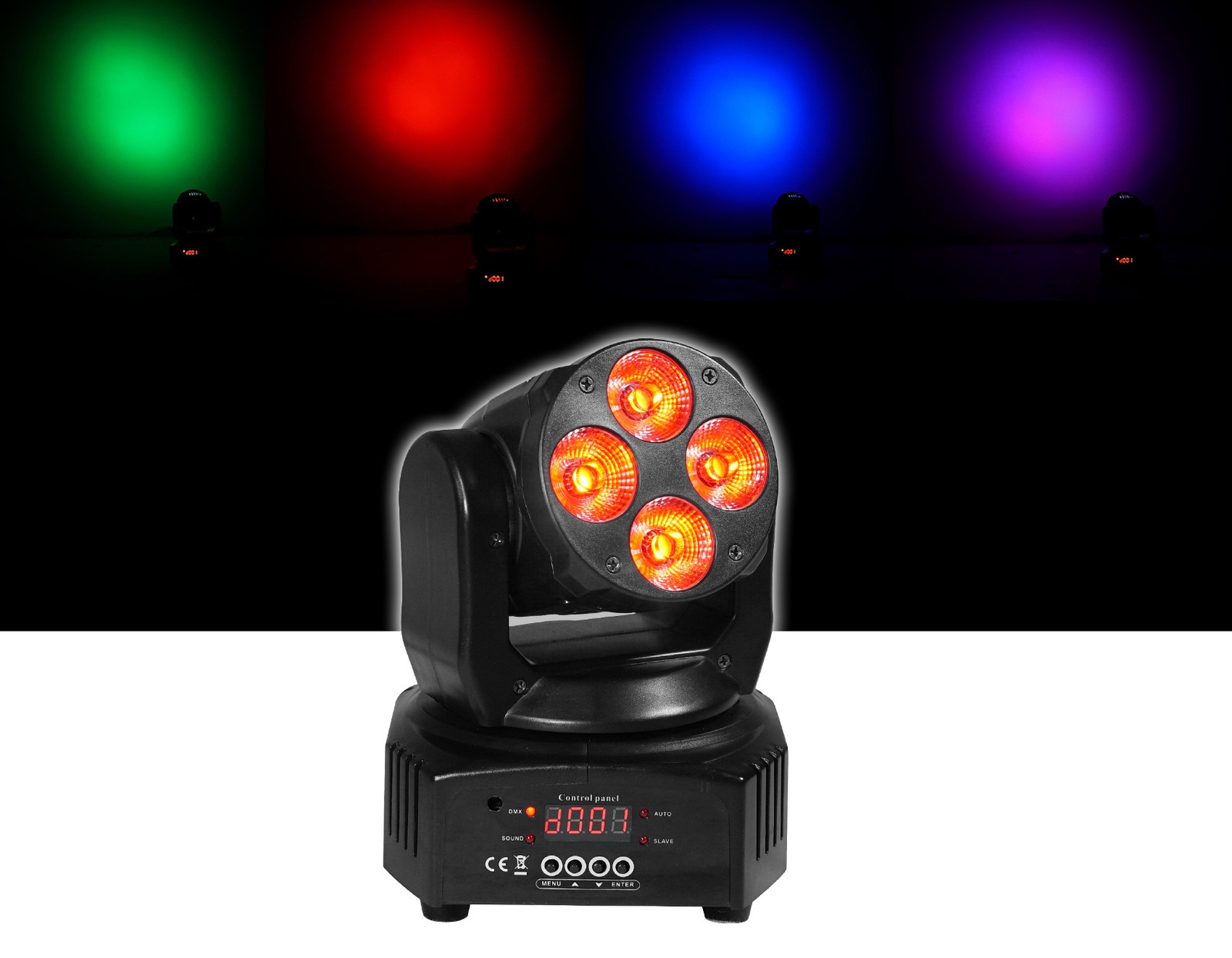 Rockville RockOn-7 40w RGBW Moving Head DMX Spot Beam Stage Club Light+Remote