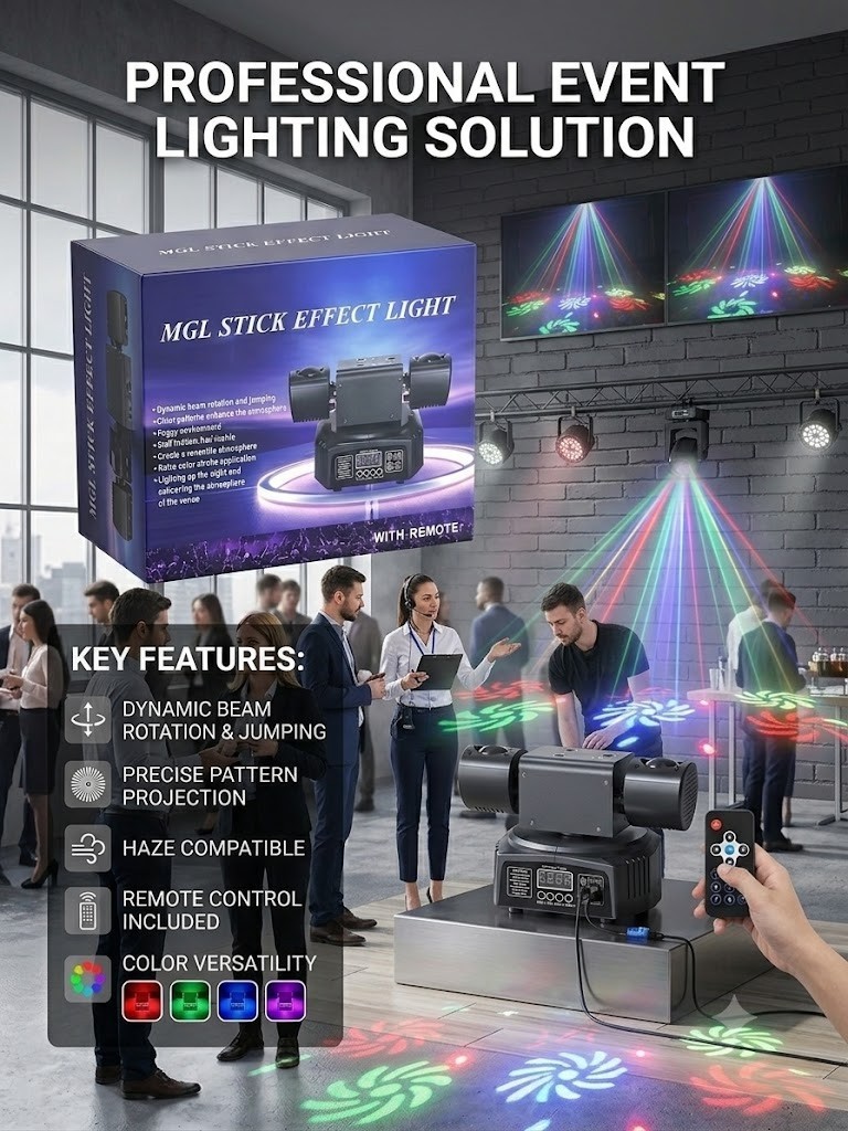 MGL DJ Stick Effect Light RGB LED Strobe Stage Laser Projector Remote Control