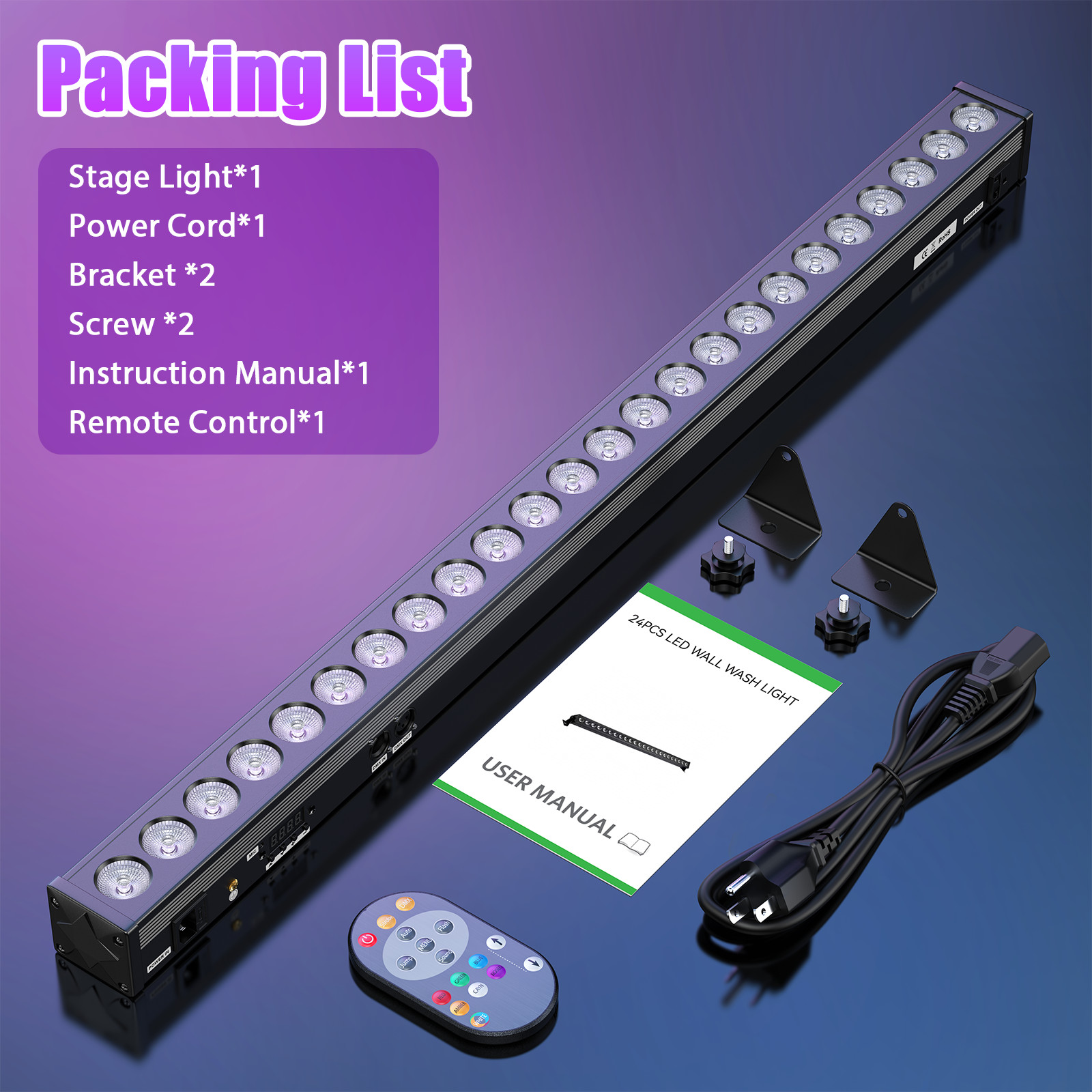 24x8W LED Wall Washer With Running Light Effect For Entertainment Venue