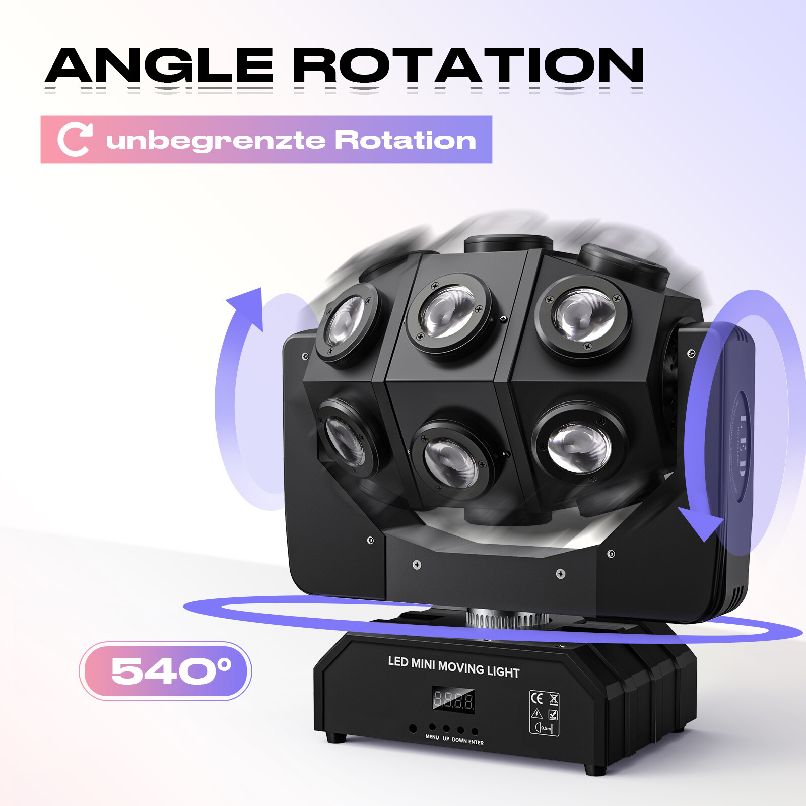 18LED 270W Moving Head Light Rotating Beam DMX Stage Light RGBW Disco Party Bar