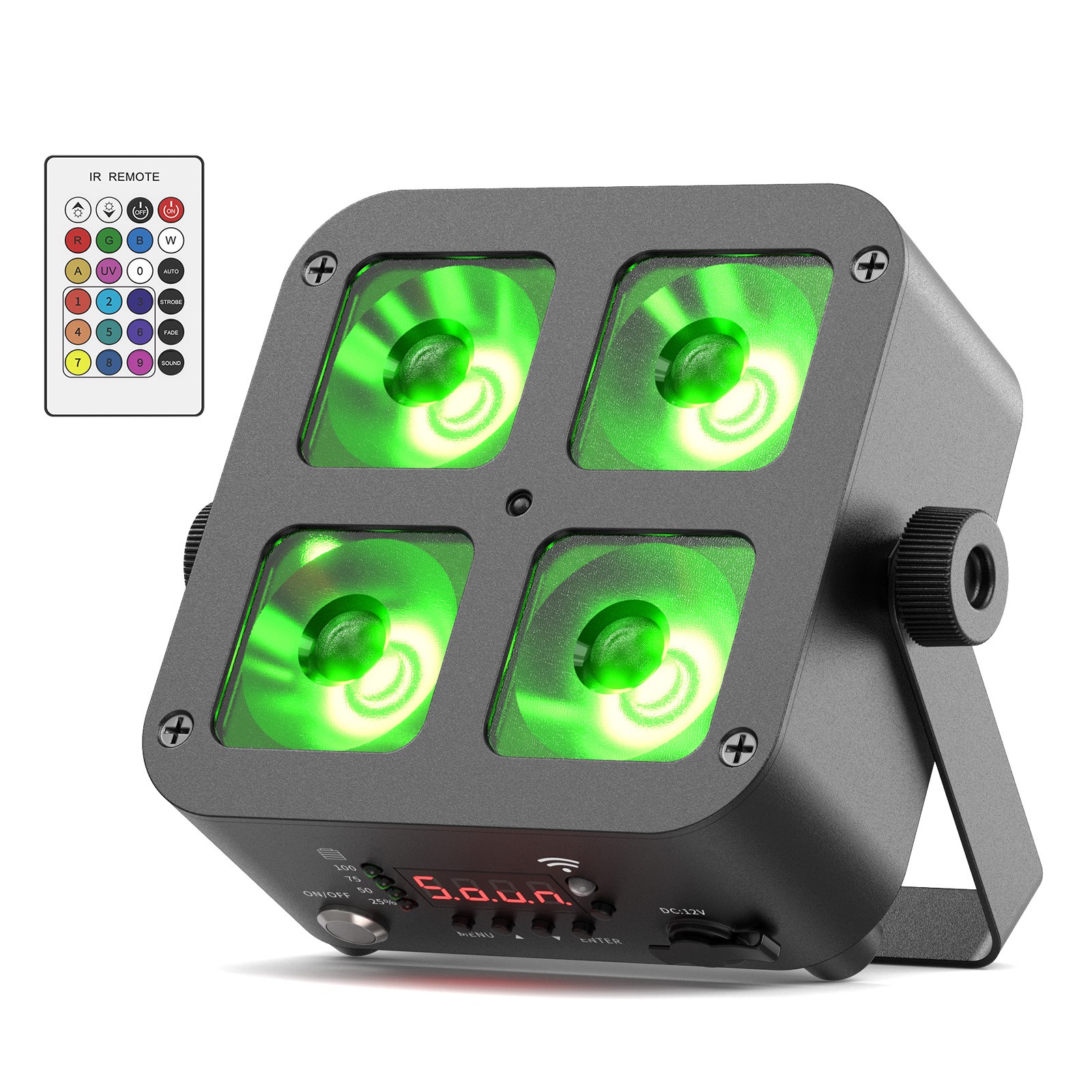 4X25W RGBWA+UV Stage Par Light Rechargeable Wireless Battery Uplight Wedding