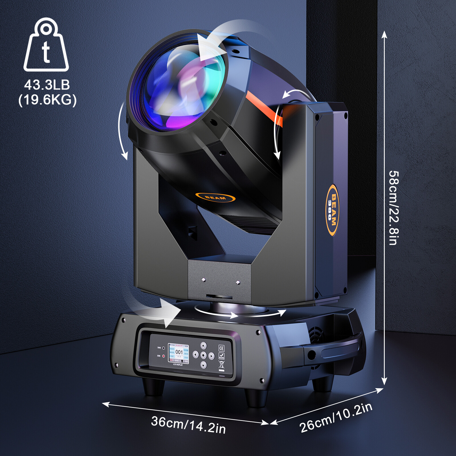 380W Beam Moving Head Light Rainbow Stage Effect Lighting for DJ Stage Wedding