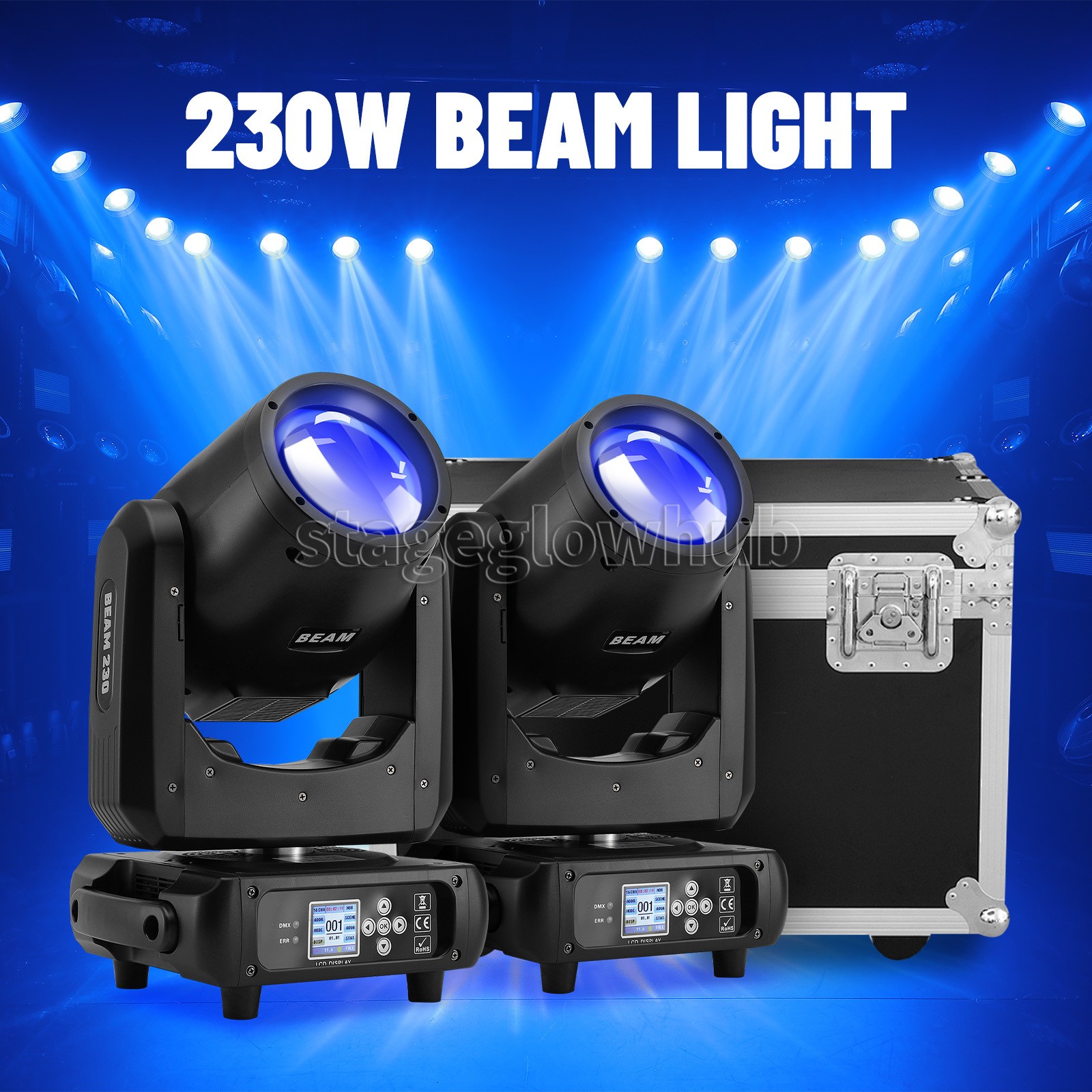 PAIDUN 2PCS Mini Beam 230W 7R Moving Head Light 8+16Prism DJ Disco Bar Show Case