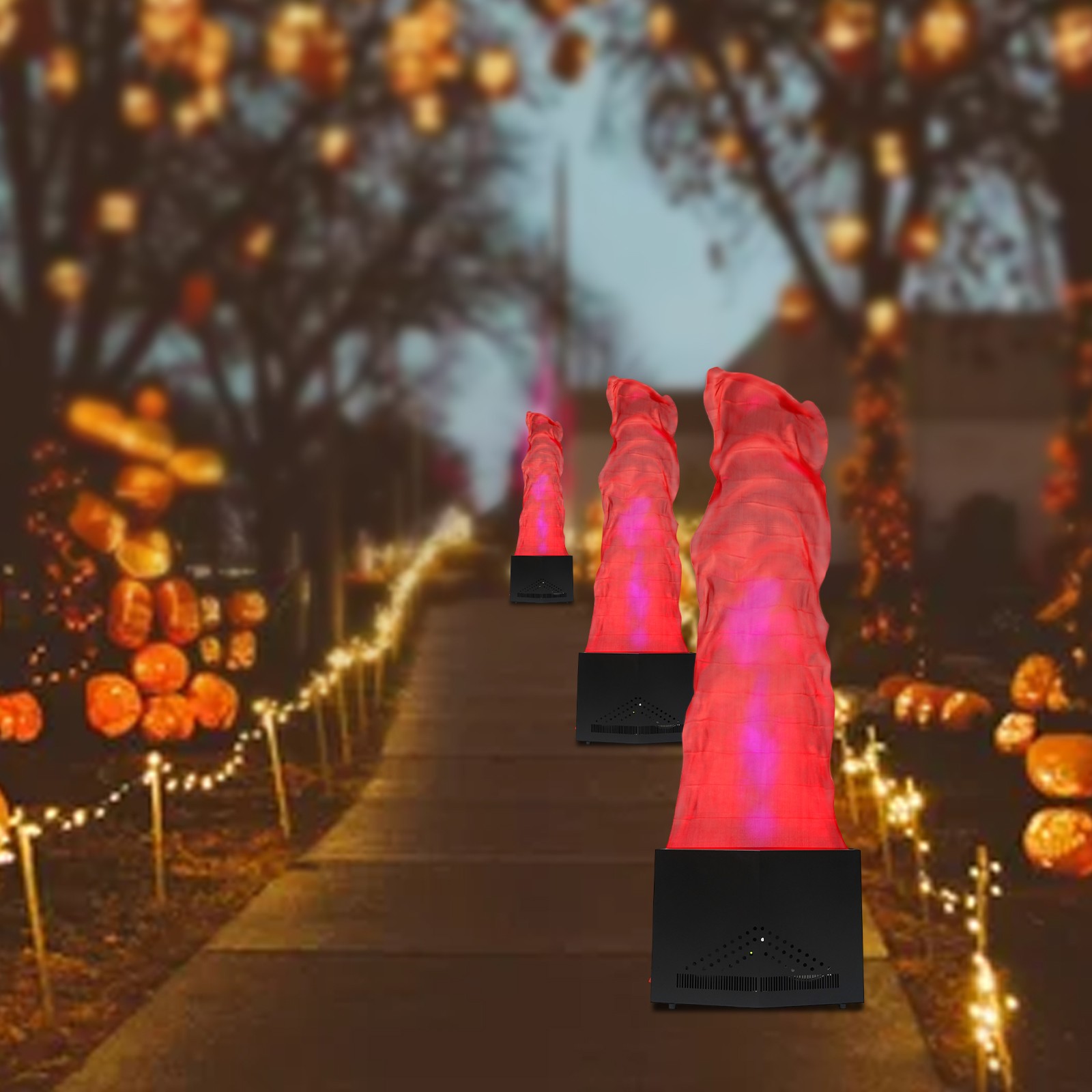 2 Blower LED Electronic Fake Fire Artificial Flame Halloween Night Clubs 1.5M