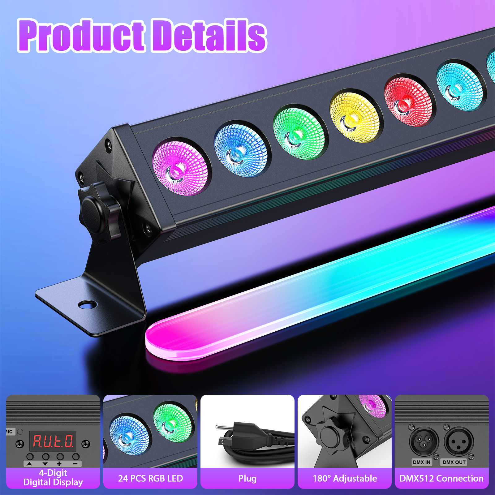 24x8W LED Wall Washer With Running Light Effect For Entertainment Venue
