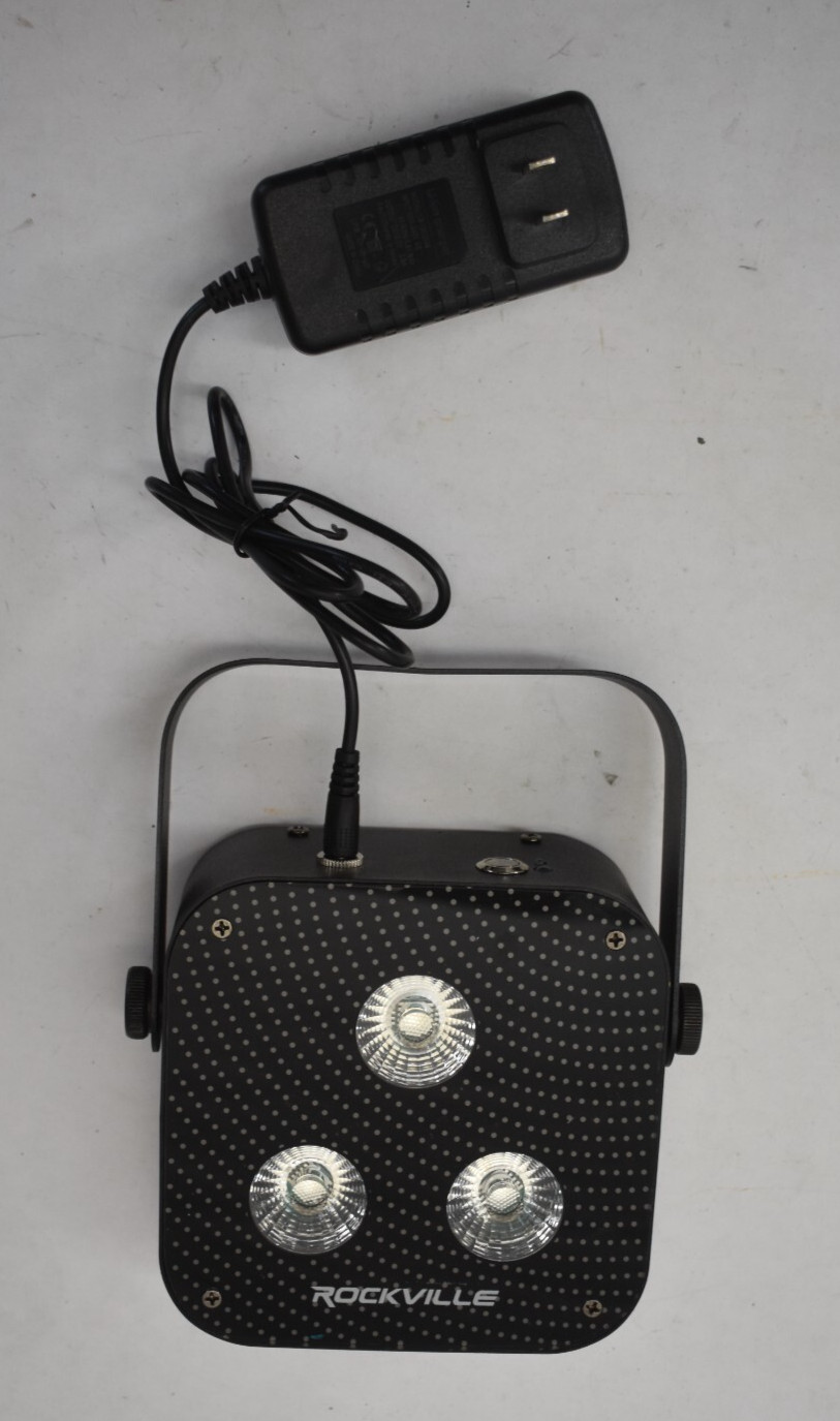 Rockville Rechargeable 3 LED Wash Par Light Black Red LED w Bracket Support