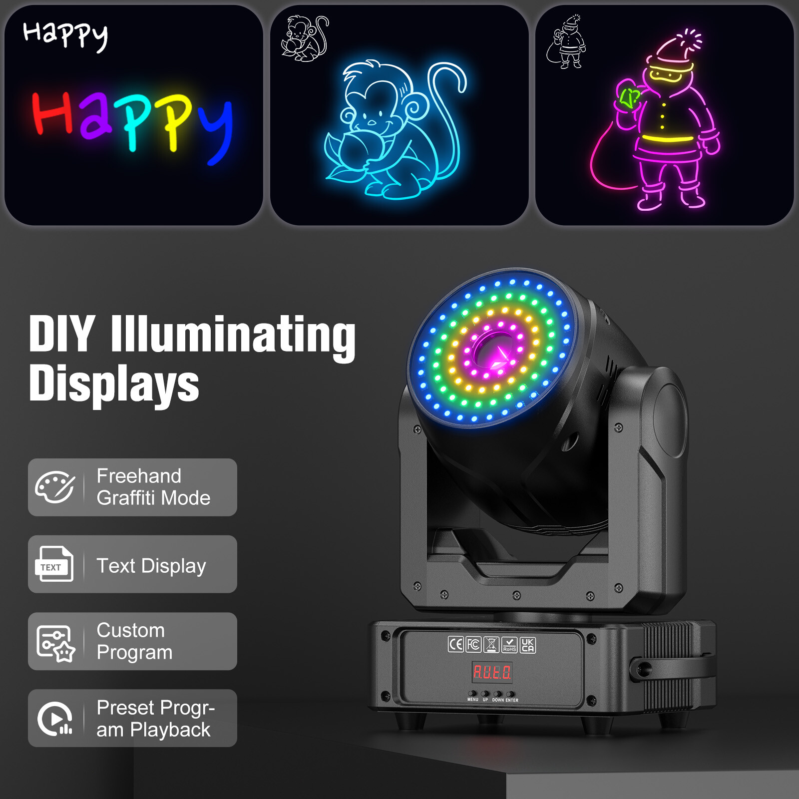 UKING RGB Full-Color Animation Laser Moving Head Light Stage Laser Beam Light