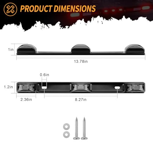 15″ ID Light Bar 9 LEDs, 1PC IP67 Waterproof Identification Marker Smoked