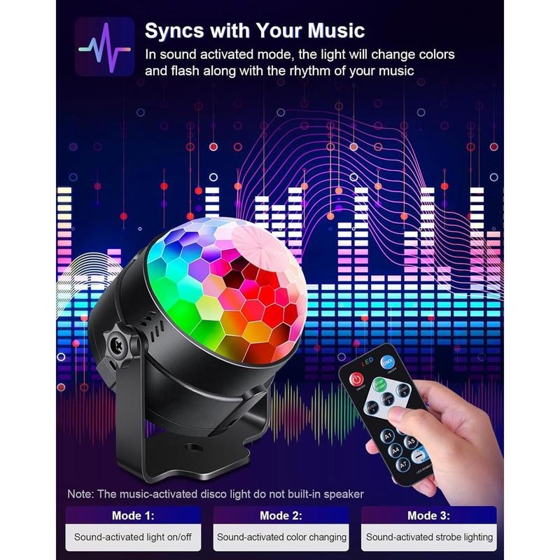 Mini Disco Ball Party Light Sound Activated Remote Control For Bar Events