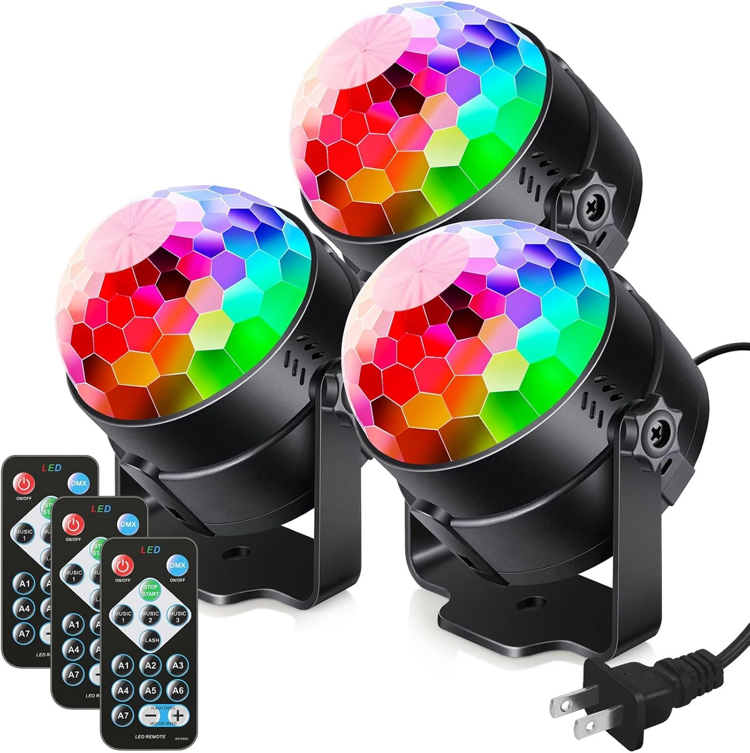 3-Piece Voice-Activated Party Light Set (Includes Remote Control) DJ Lighting