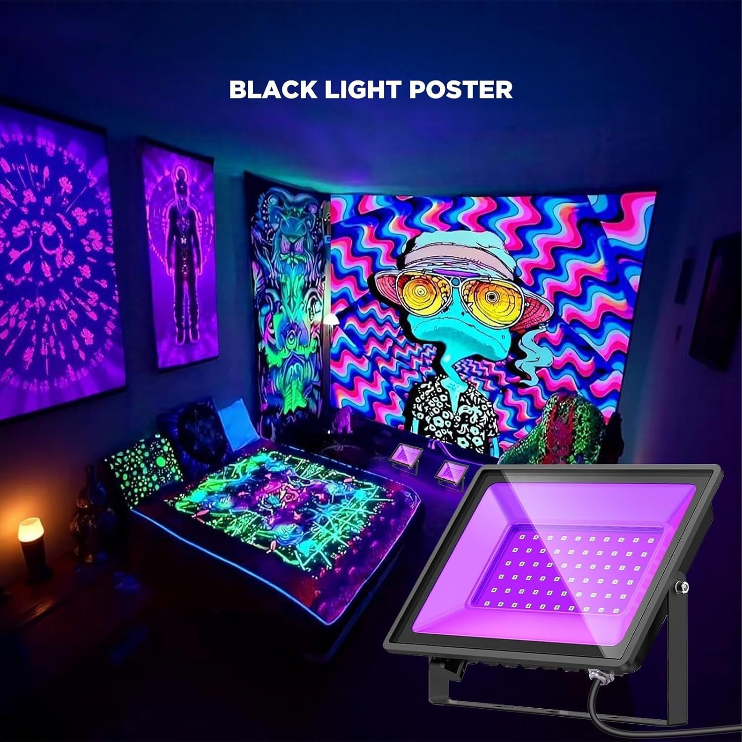 60W High-Power UV Black Lights – Durable, Waterproof for Indoor/Outdoor Fun
