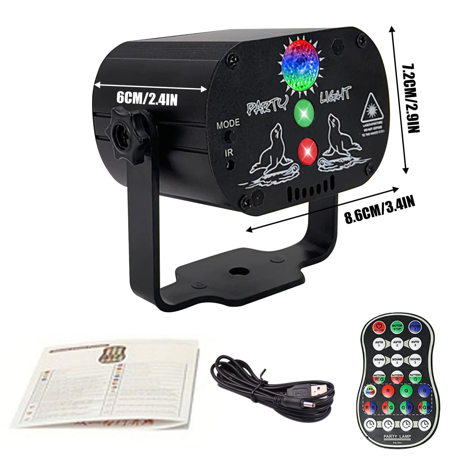 USB-Powered 60-Patterns 240 Conbination Effects Stage Light Party Light UV & …