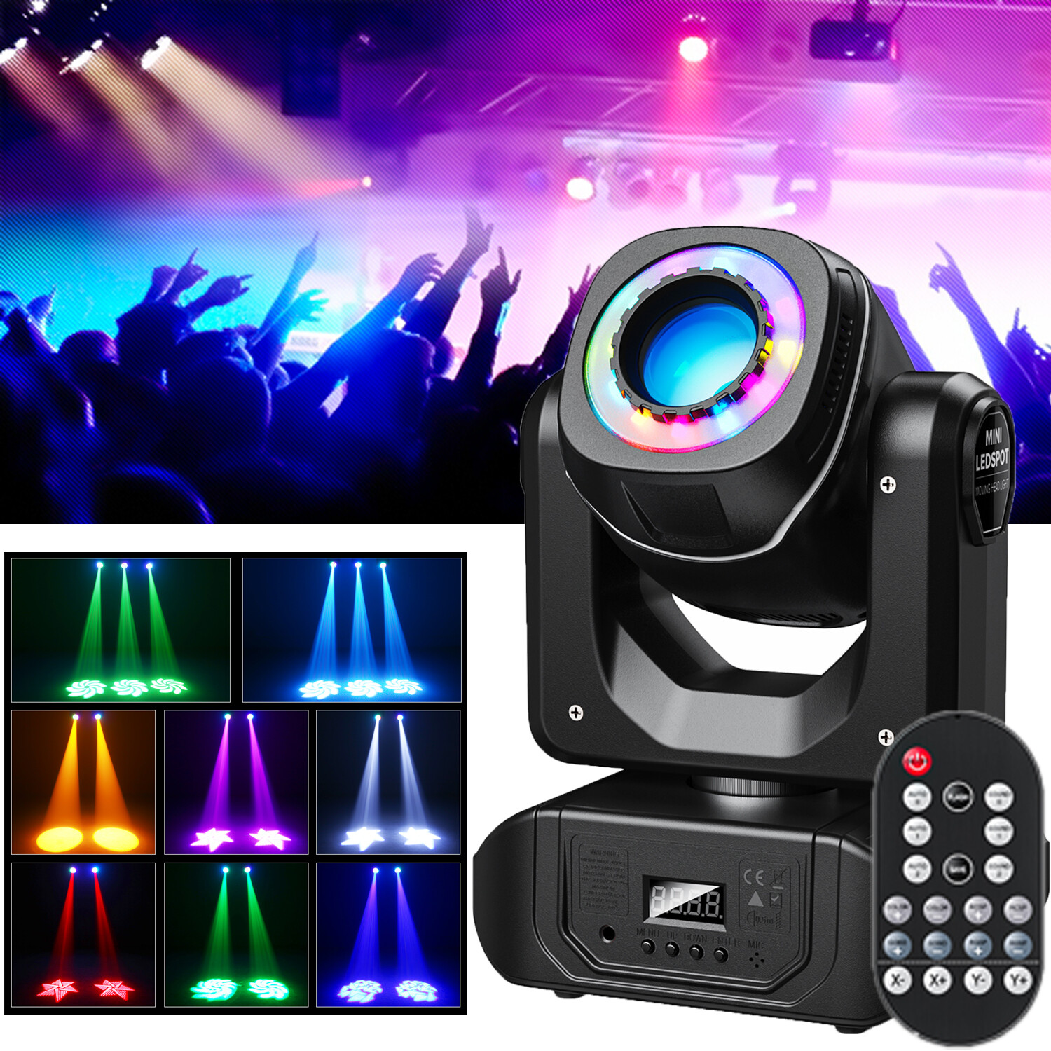 4PCS 120W LED Moving Head Lights DMX RGBW 8Gobos Beam Stage DJ Disco Lighting