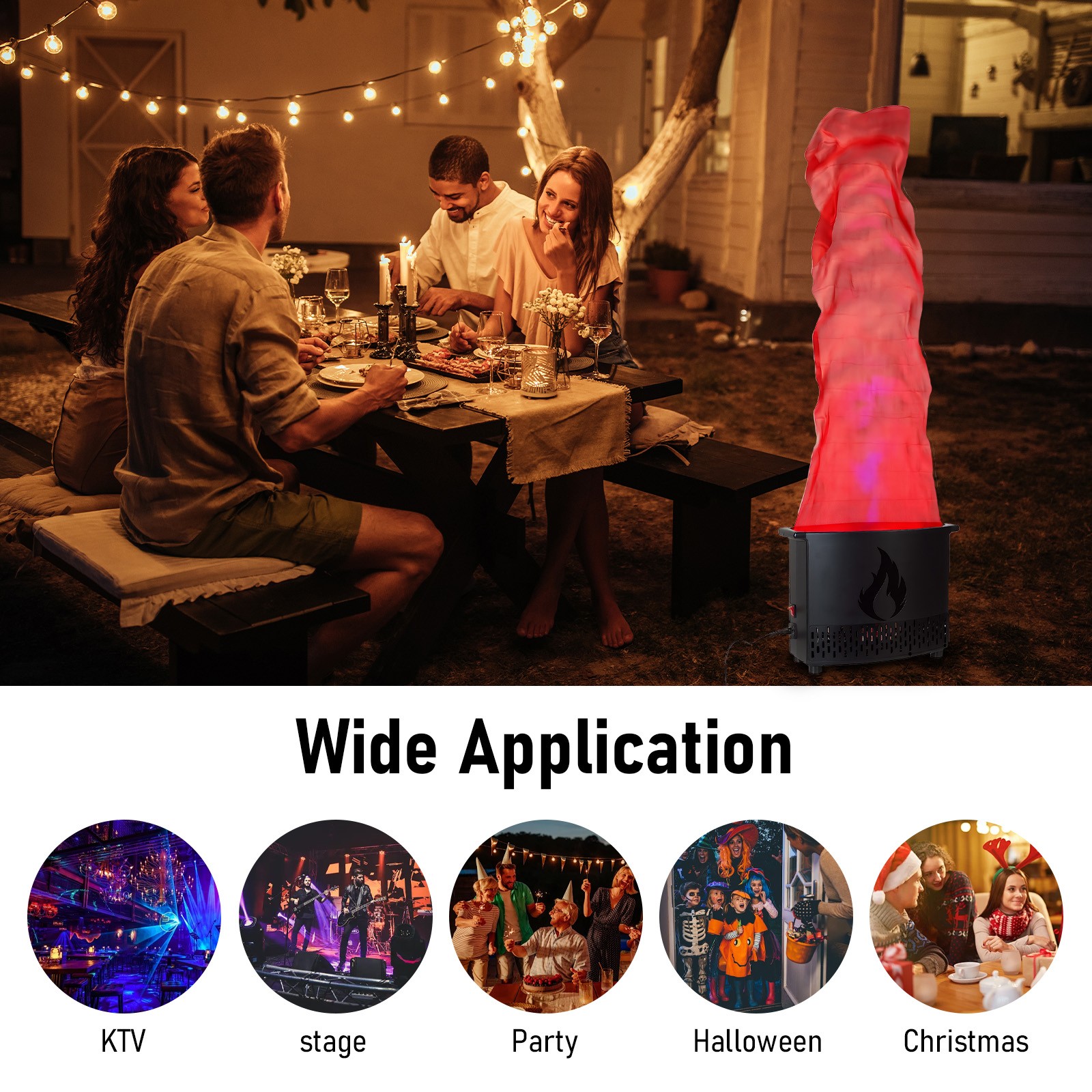 5.91ft Artificial Fire Lamp 16 LED Fake Flame Effect Lamp Flame Light for Party