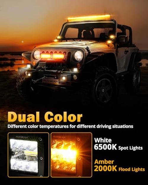 6 Modes Amber White Series 3-Inch LED Cubes 72W Offroad Pod Lights | 3″